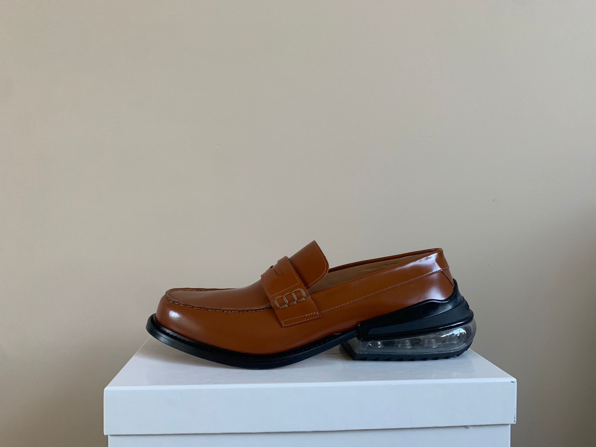 image of Maison Margiela See Through Sole Derby Shoes in Cognac Brown, Men's (Size 11)