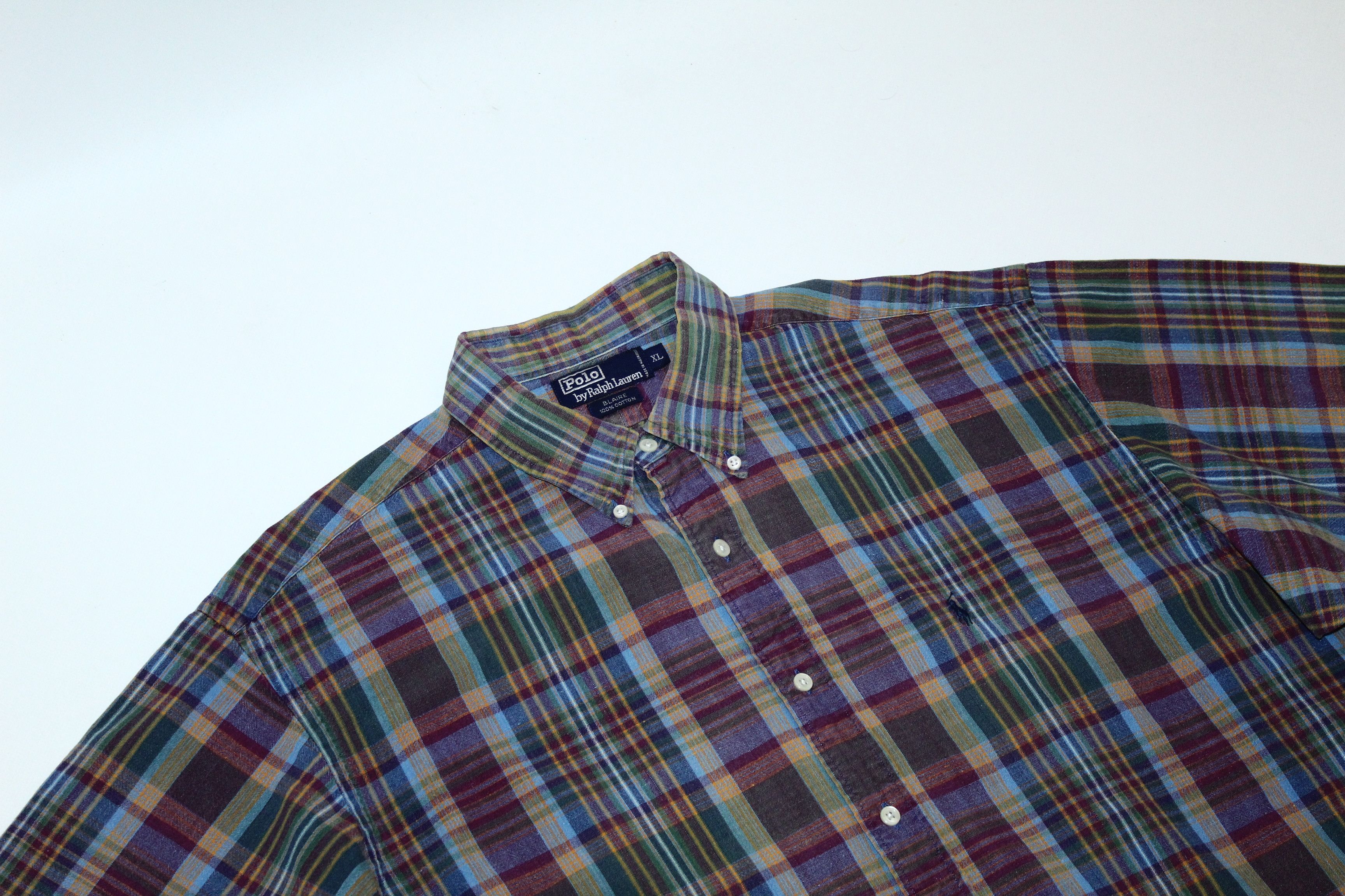 Polo Ralph Lauren 🔥 VTG 🔥 Polo Ralph Lauren Stonewash Madras Baggy Shirt Size US XXL / EU 58 / 5 - 4 Thumbnail