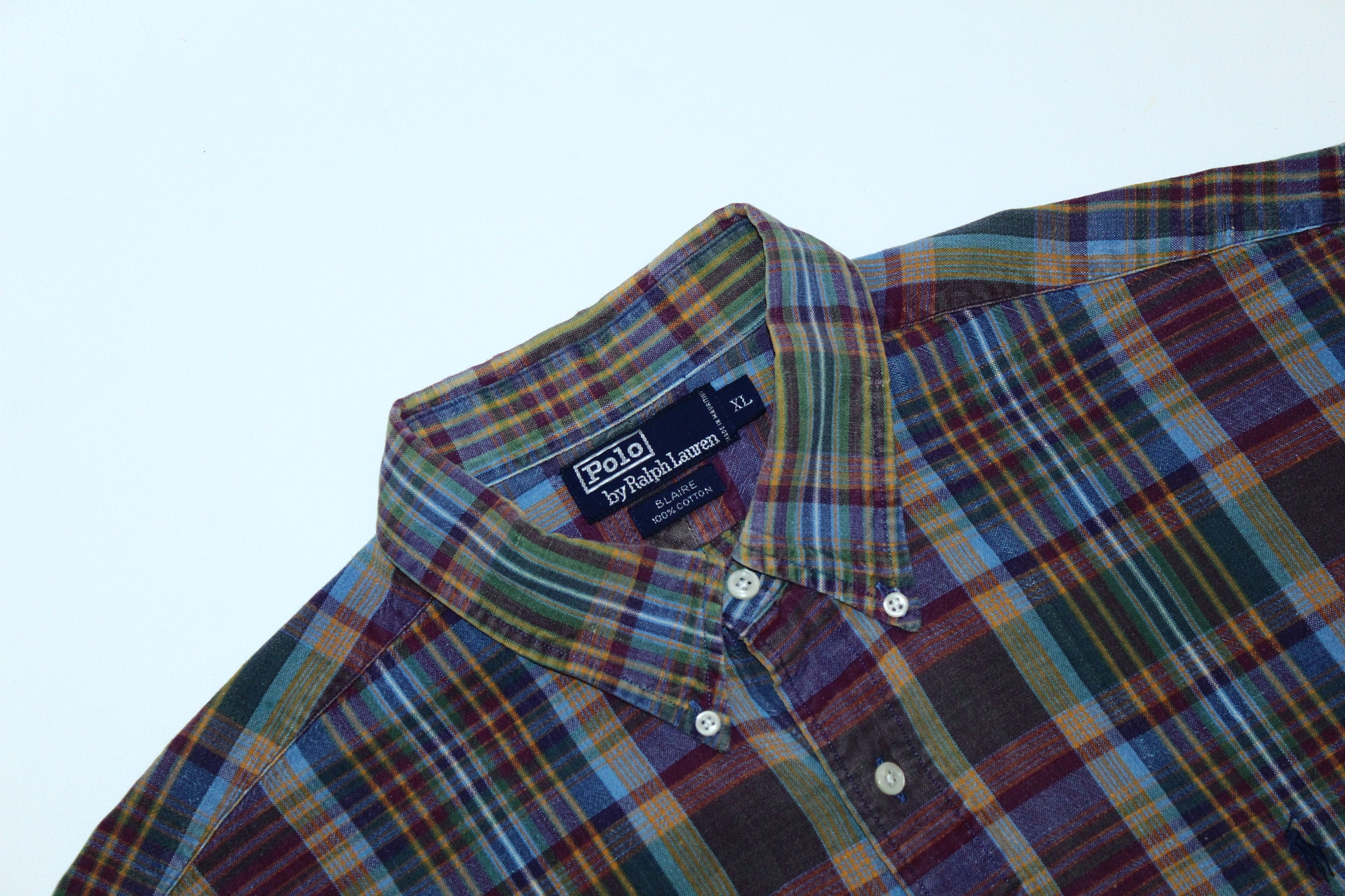 Polo Ralph Lauren 🔥 VTG 🔥 Polo Ralph Lauren Stonewash Madras Baggy Shirt Size US XXL / EU 58 / 5 - 5 Thumbnail
