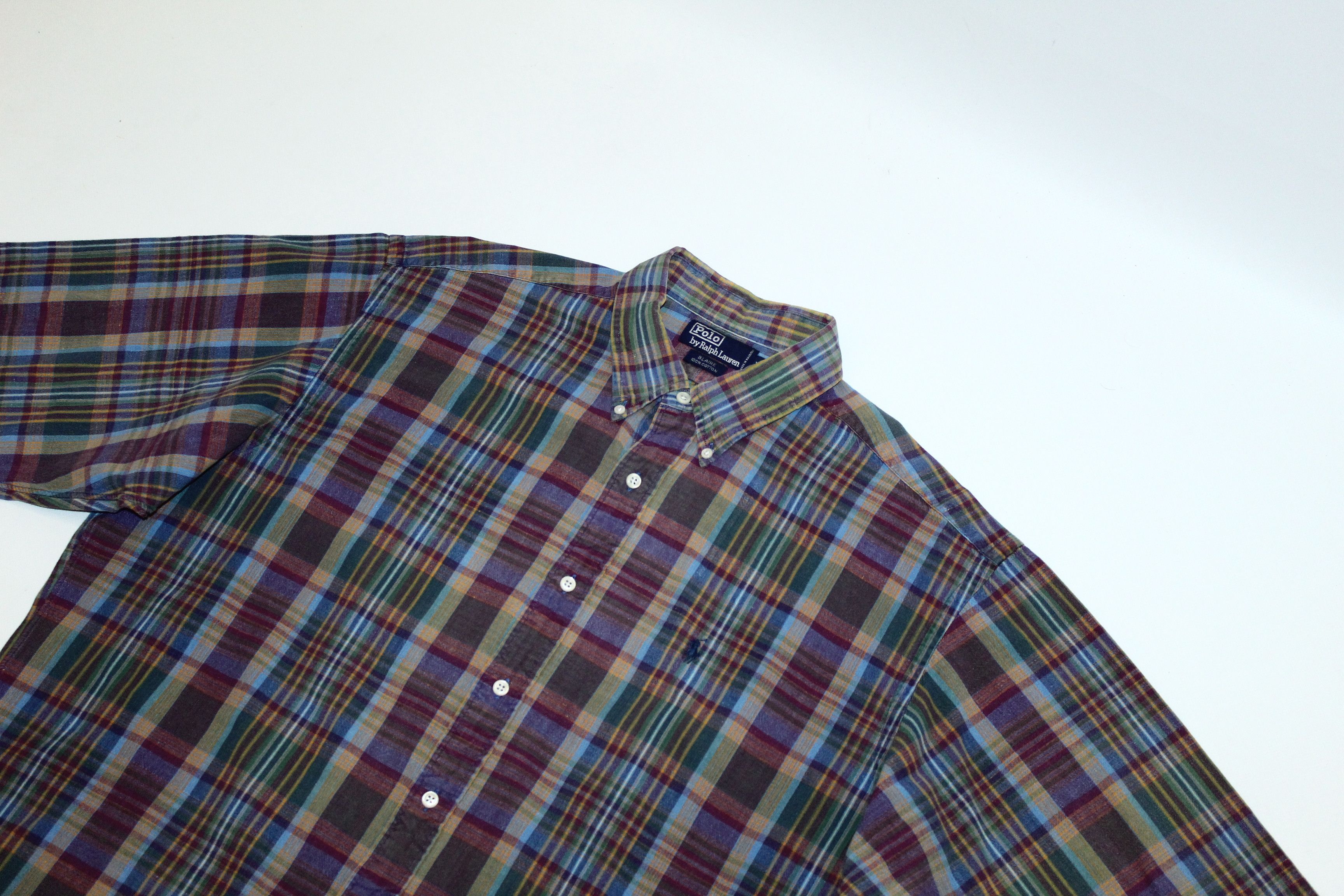 Polo Ralph Lauren 🔥 VTG 🔥 Polo Ralph Lauren Stonewash Madras Baggy Shirt Size US XXL / EU 58 / 5 - 3 Thumbnail