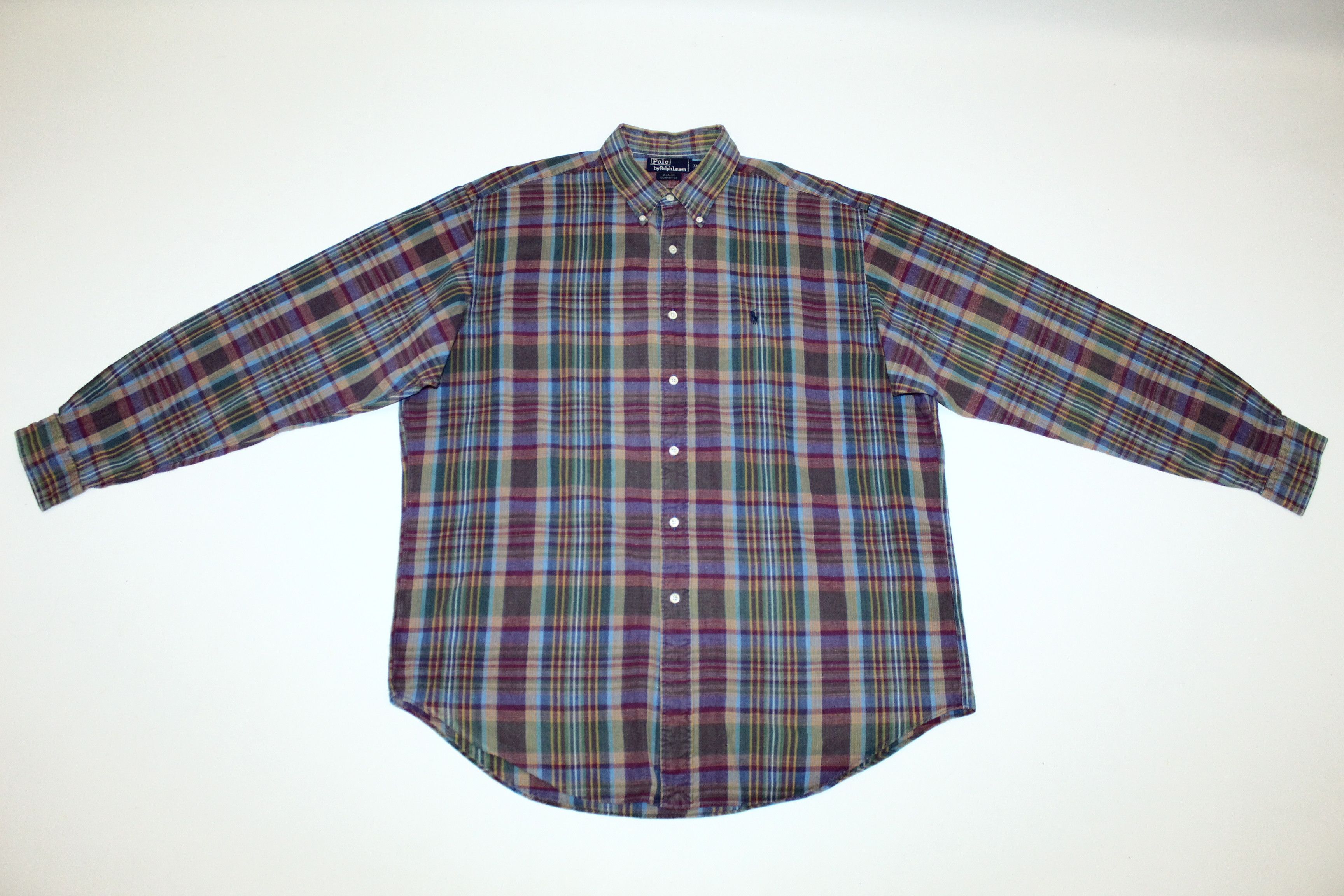 Polo Ralph Lauren 🔥 VTG 🔥 Polo Ralph Lauren Stonewash Madras Baggy Shirt Size US XXL / EU 58 / 5 - 2 Thumbnail