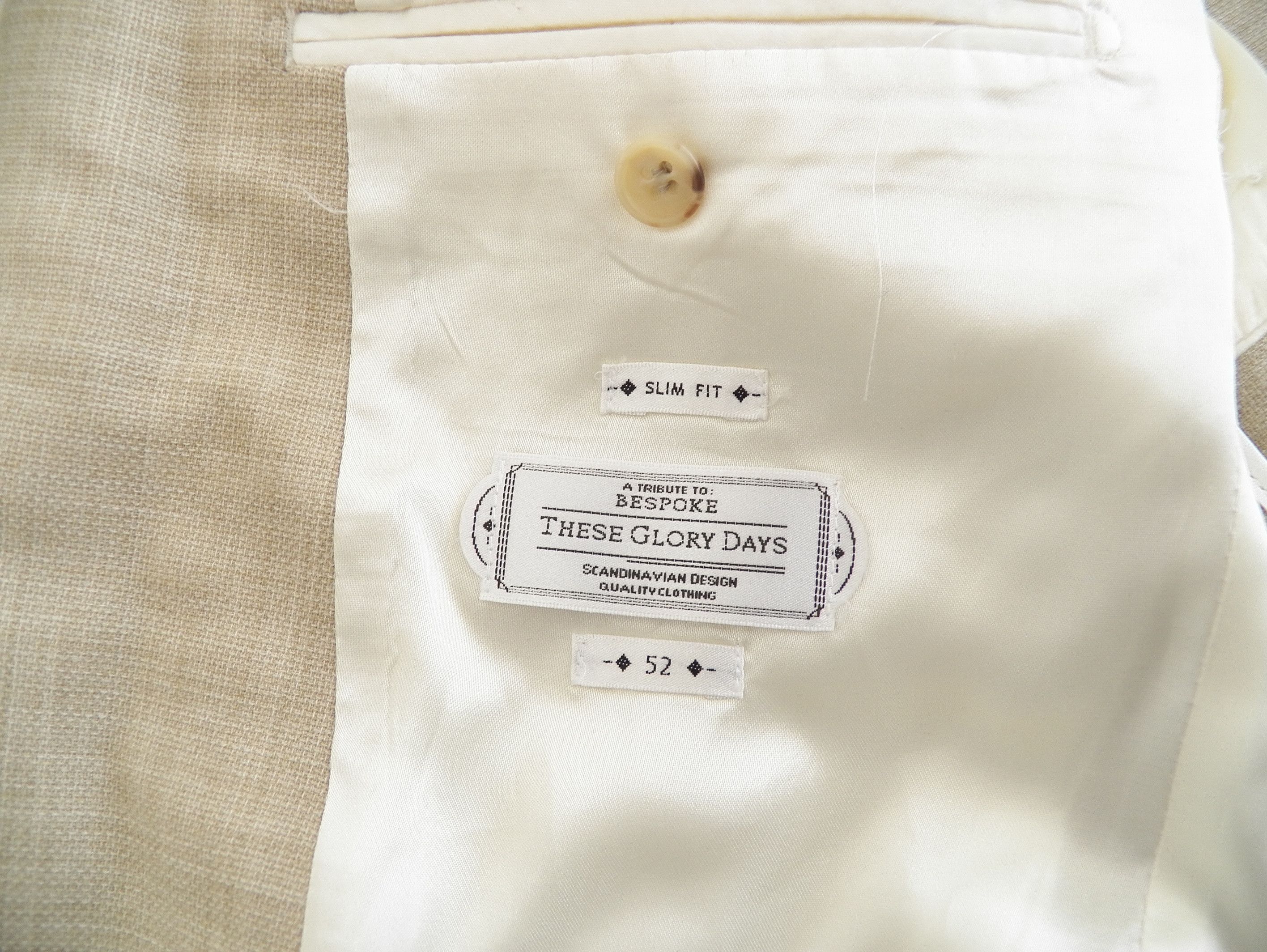 These Glory Days MENS JACKET US/UK 42 EU 52 light beige wool blazer slim fit Size 42R - 3 Thumbnail