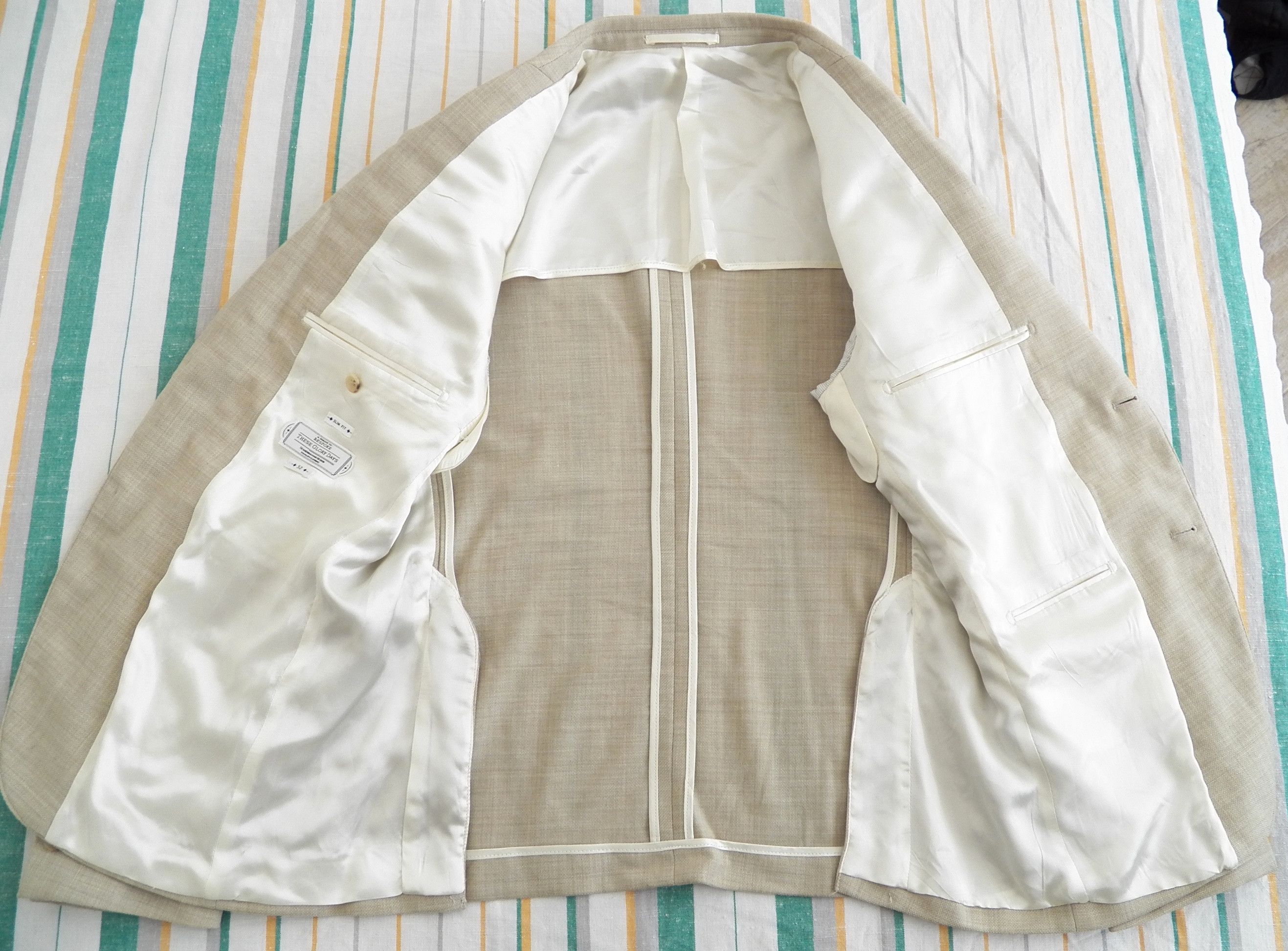 These Glory Days MENS JACKET US/UK 42 EU 52 light beige wool blazer slim fit Size 42R - 2 Thumbnail