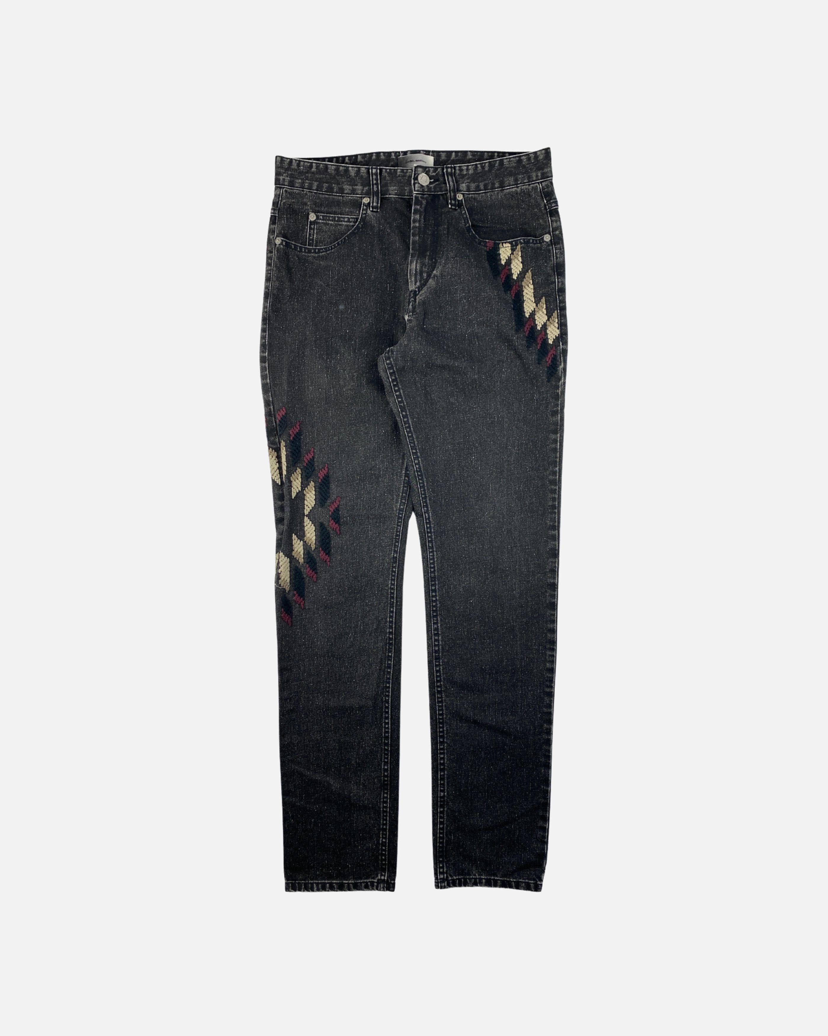 image of Isabel Marant Grey Embroidered Jeans, Men's (Size 30)