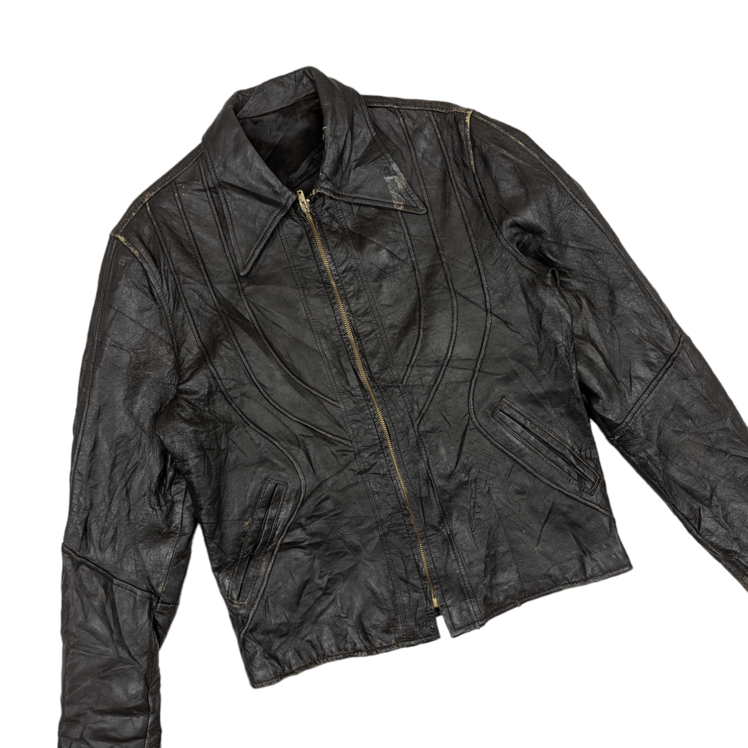 Japanese Brand Vintage H & H LEATHER Sportswear Leather Jacket Size M / US 6-8 / IT 42-44 - 3 Thumbnail