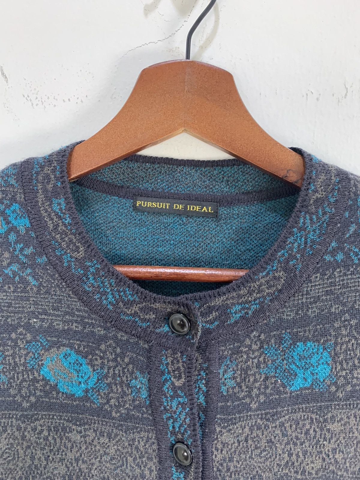 Japanese Brand PURSUIT DE IDEAL Fullprint Floral Art Knit Cardigan Sweater Size S / US 4 / IT 40 - 8 Thumbnail