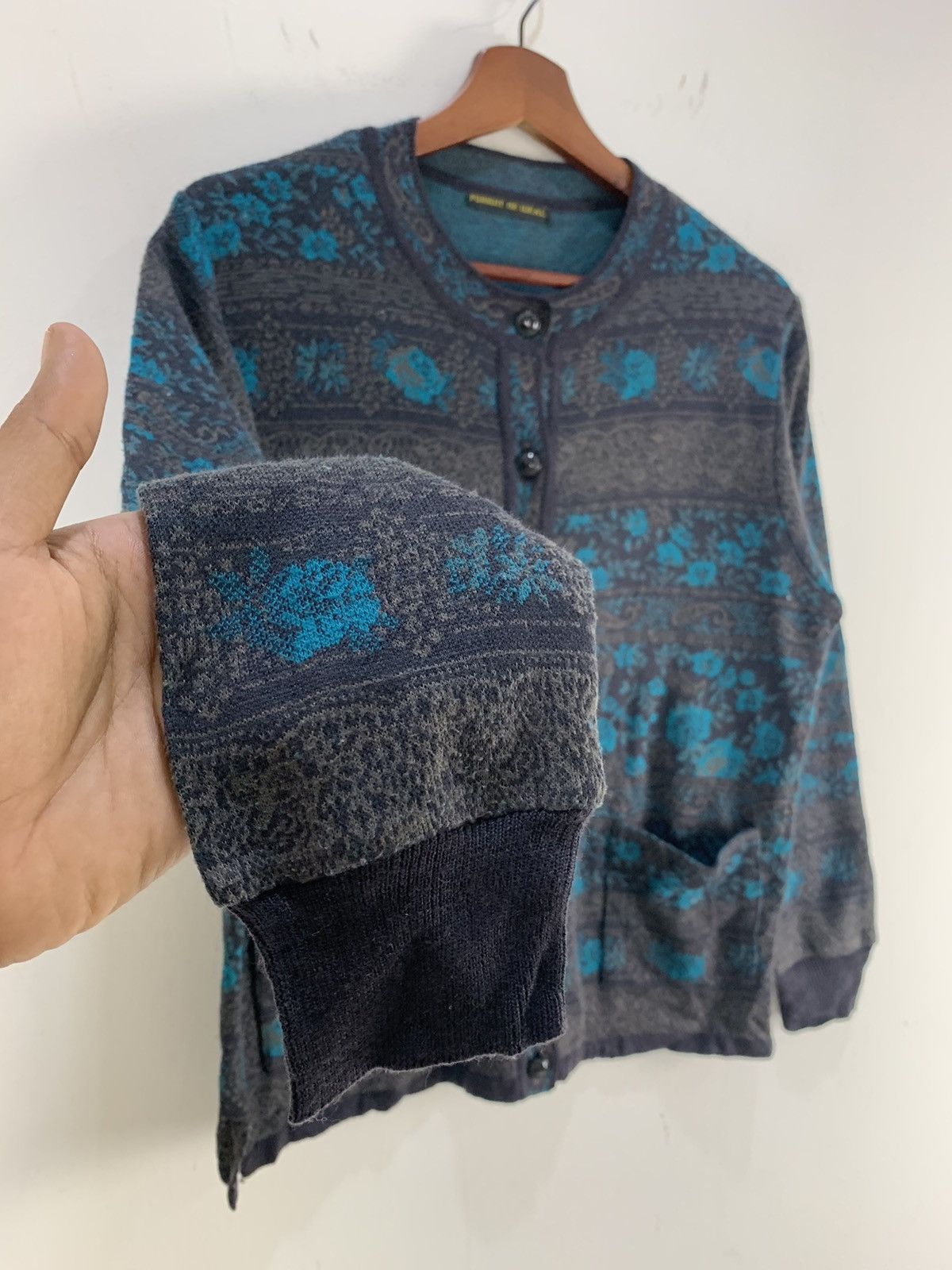 Japanese Brand PURSUIT DE IDEAL Fullprint Floral Art Knit Cardigan Sweater Size S / US 4 / IT 40 - 12 Thumbnail