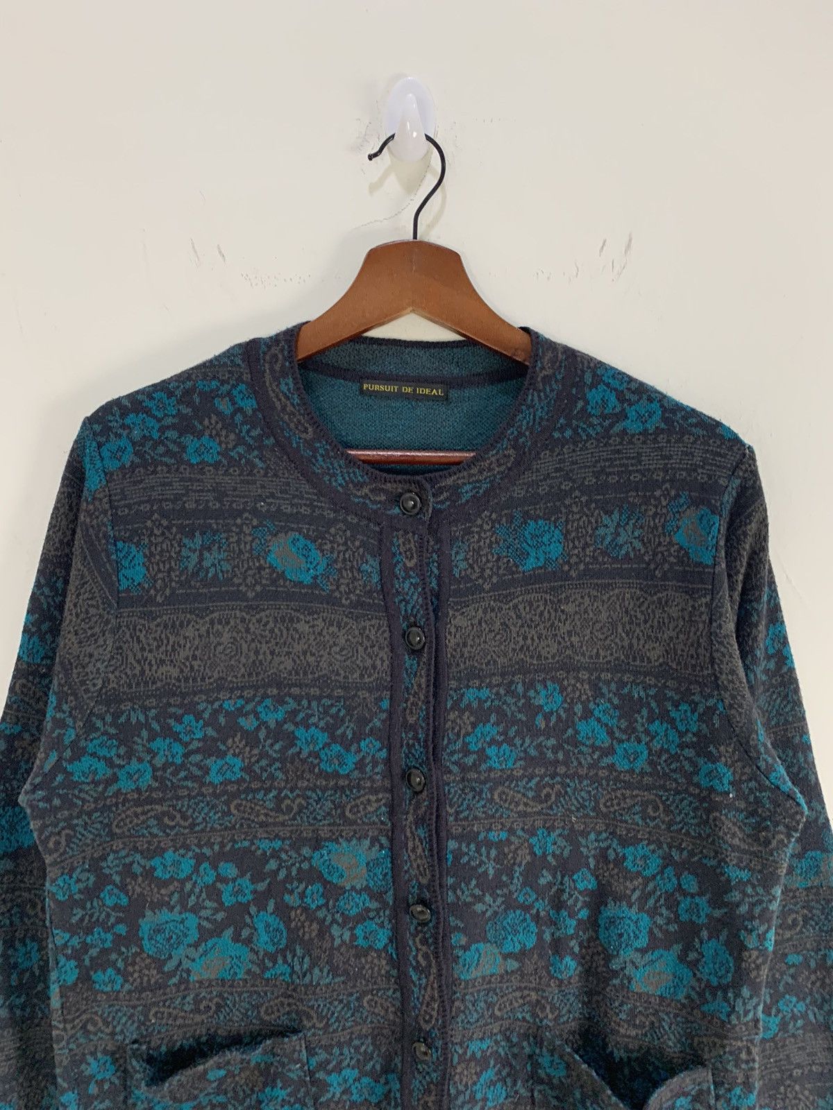 Japanese Brand PURSUIT DE IDEAL Fullprint Floral Art Knit Cardigan Sweater Size S / US 4 / IT 40 - 4 Thumbnail