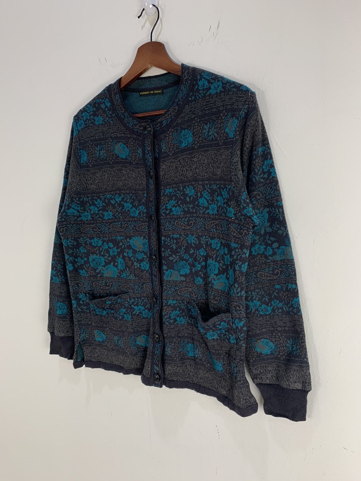 Japanese Brand PURSUIT DE IDEAL Fullprint Floral Art Knit Cardigan Sweater Size S / US 4 / IT 40 - 7 Thumbnail
