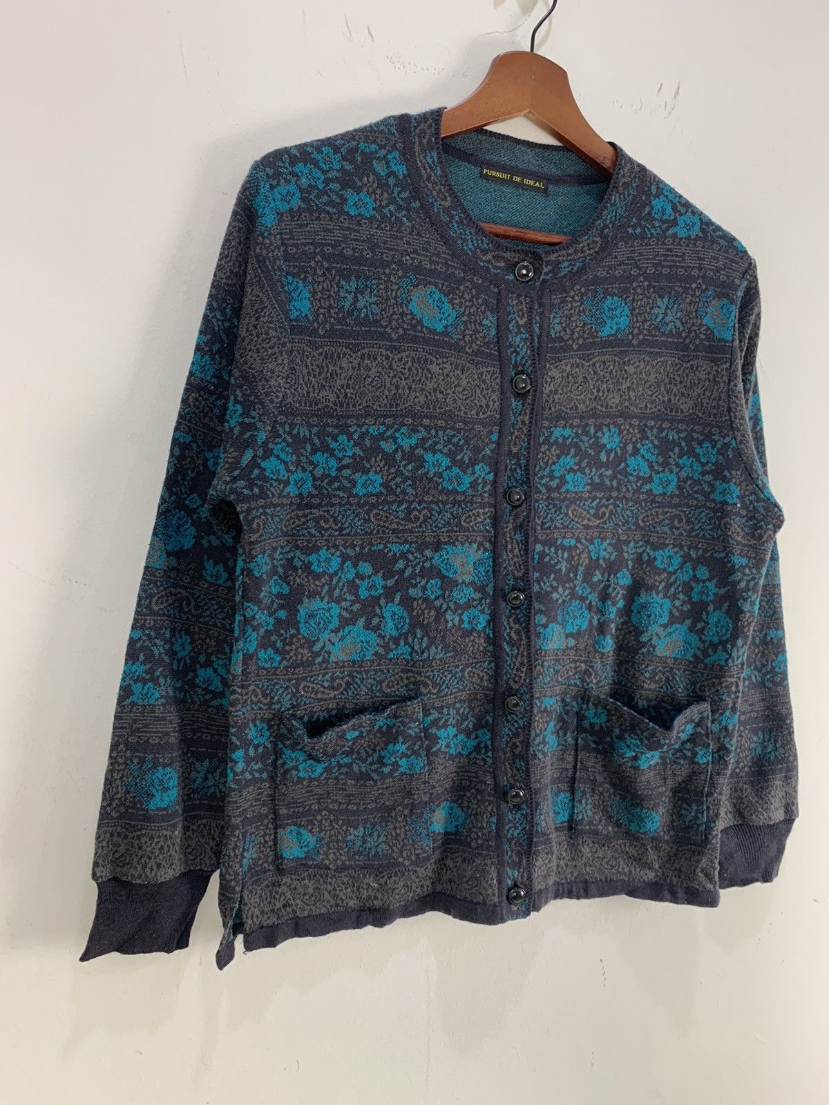 Japanese Brand PURSUIT DE IDEAL Fullprint Floral Art Knit Cardigan Sweater Size S / US 4 / IT 40 - 6 Thumbnail