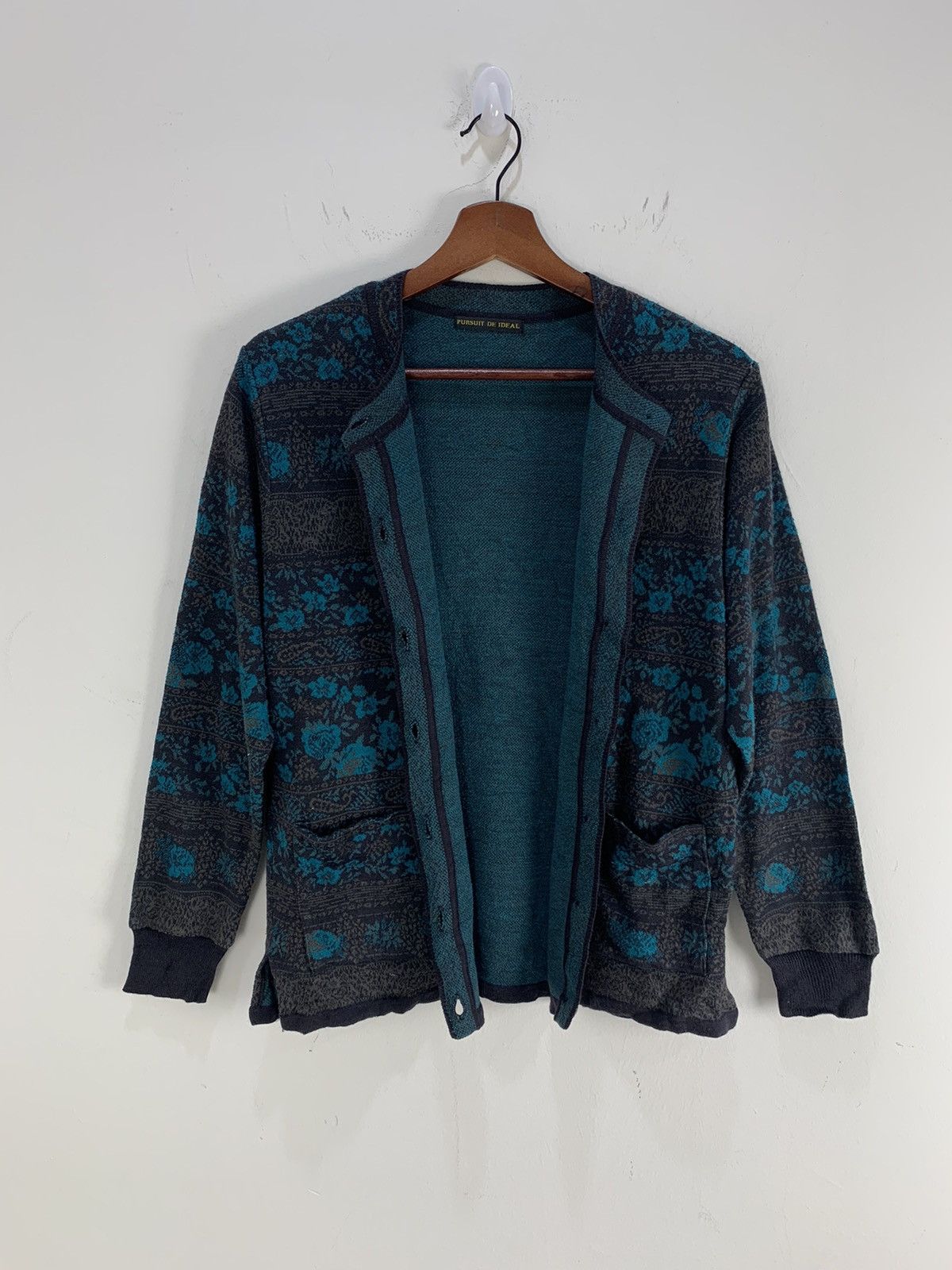 Japanese Brand PURSUIT DE IDEAL Fullprint Floral Art Knit Cardigan Sweater Size S / US 4 / IT 40 - 3 Thumbnail