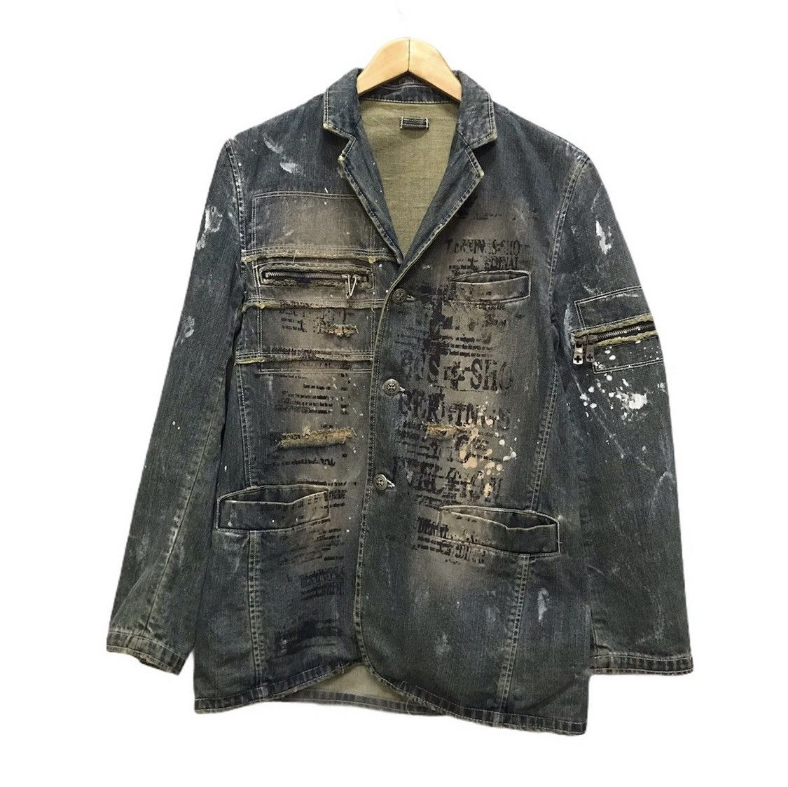 Japanese Brand Berning Sho distressed painting denim jacket inspire JPG Size US L / EU 52-54 / 3 - 1 Thumbnail
