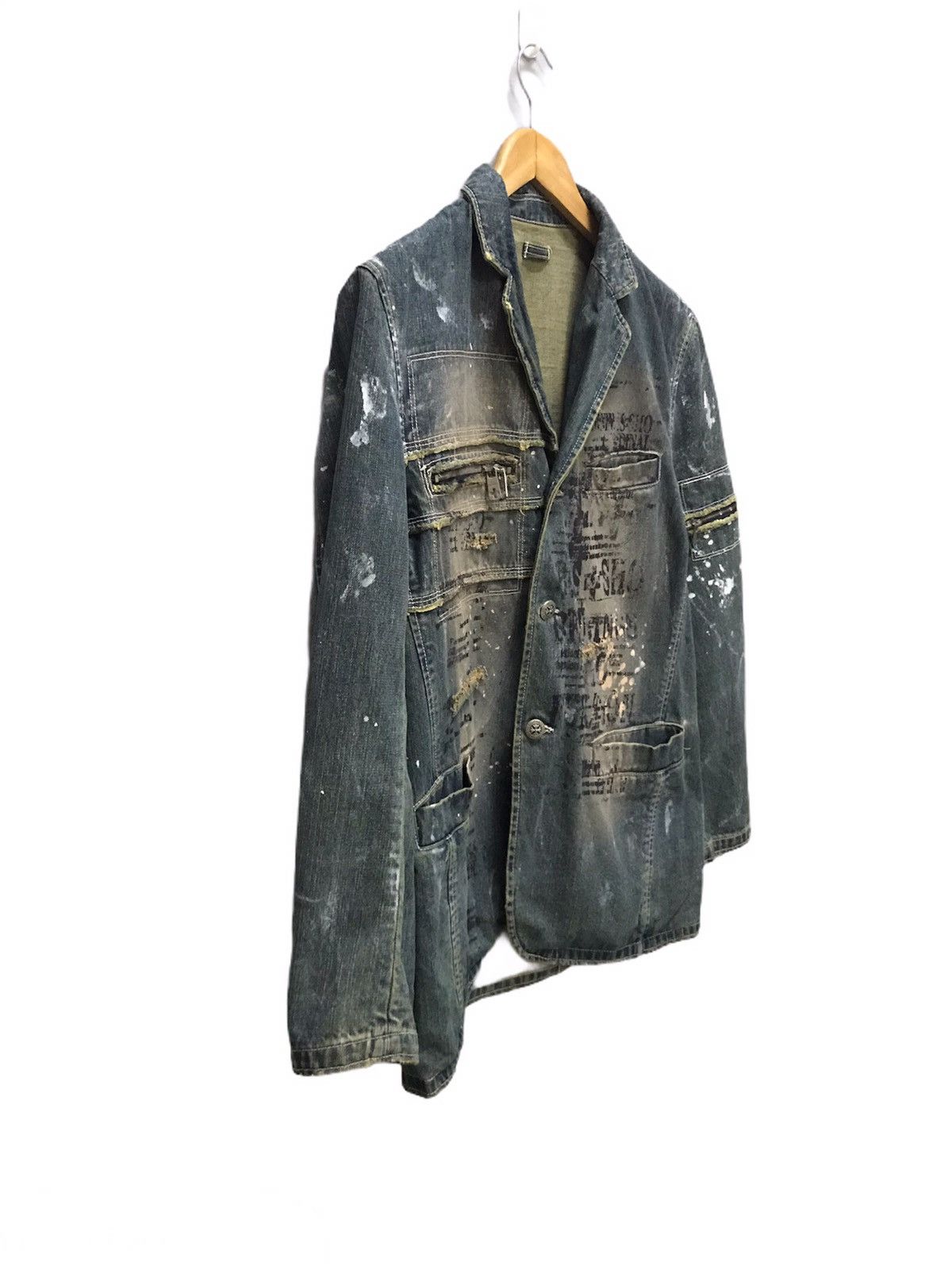 Japanese Brand Berning Sho distressed painting denim jacket inspire JPG Size US L / EU 52-54 / 3 - 3 Thumbnail