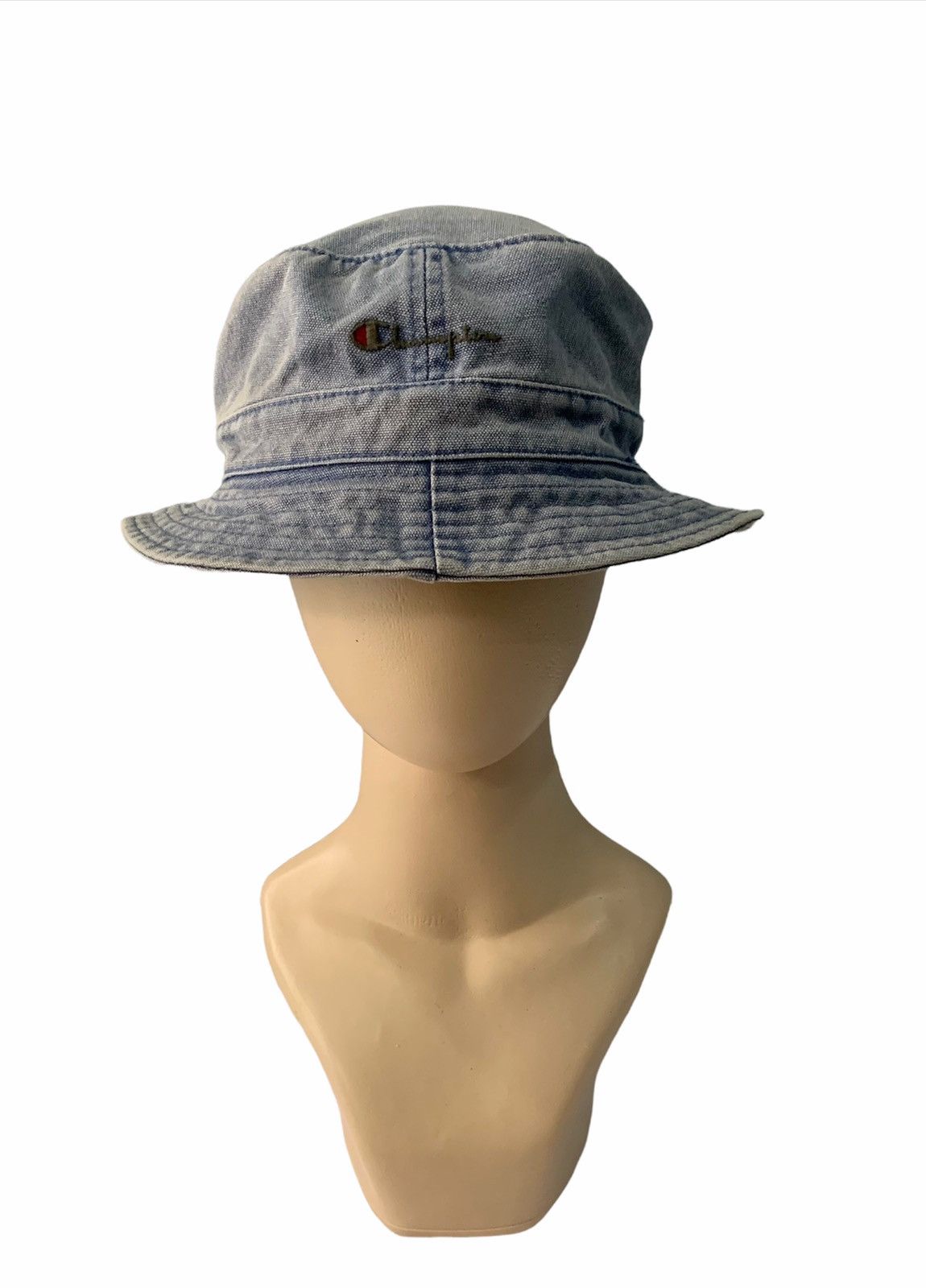 Champion × Indigo × Vintage 🏖 90s Champion Blue Indigo Distressed Bucket Hats Size ONE SIZE - 1 Thumbnail