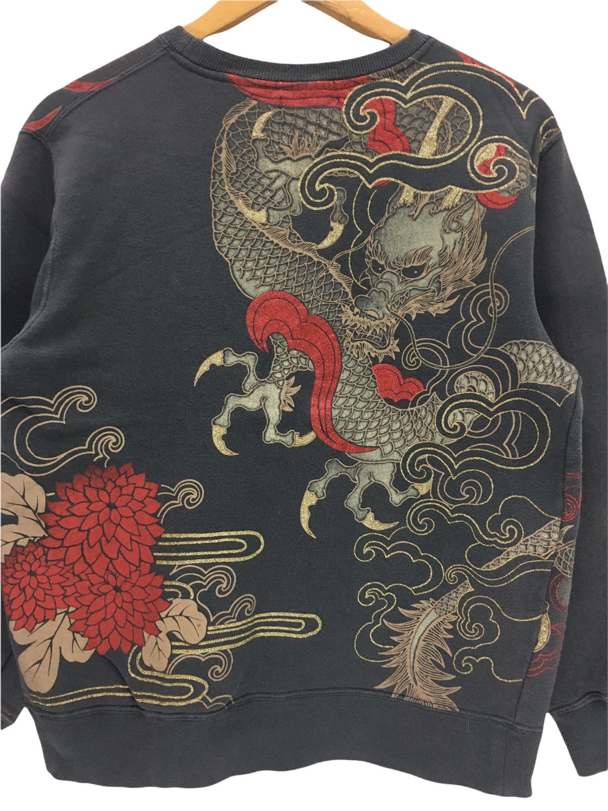Japanese Brand Sorridere Sukajan Dragon Motif Fish Koi Sweatshirt Size US S / EU 44-46 / 1 - 3 Thumbnail