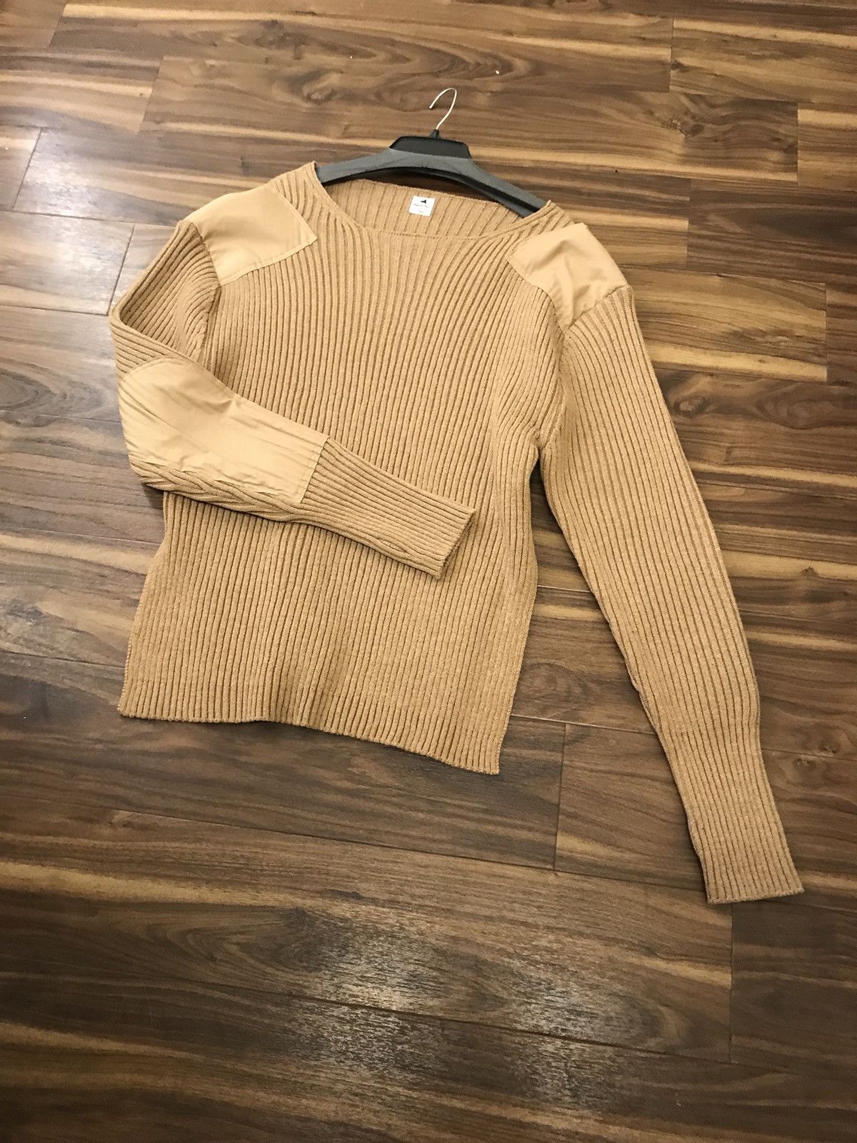 Sasquatchfabrix Camel Wool Knit LS Ribbed Patch Sweater Size US XL / EU 56 / 4 - 2 Thumbnail