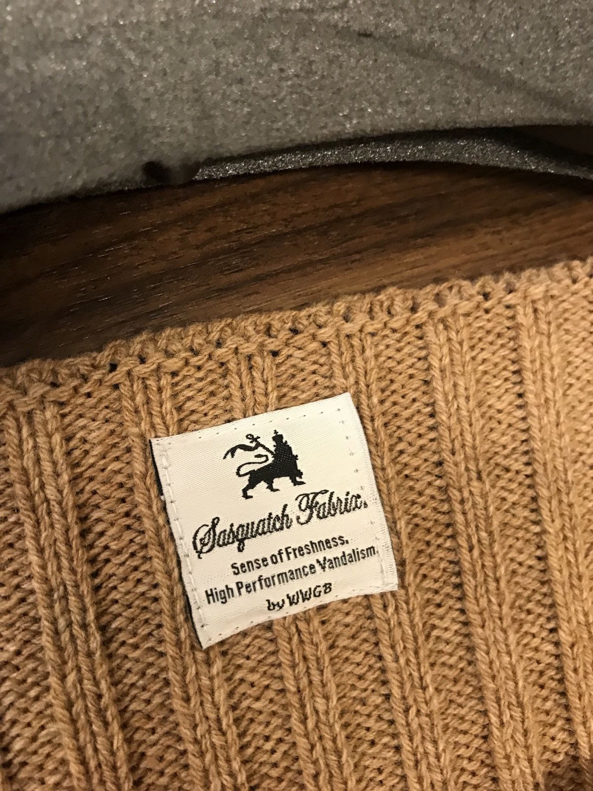 Sasquatchfabrix Camel Wool Knit LS Ribbed Patch Sweater Size US XL / EU 56 / 4 - 10 Thumbnail