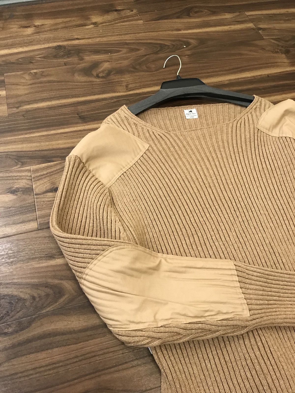 Sasquatchfabrix Camel Wool Knit LS Ribbed Patch Sweater Size US XL / EU 56 / 4 - 3 Thumbnail