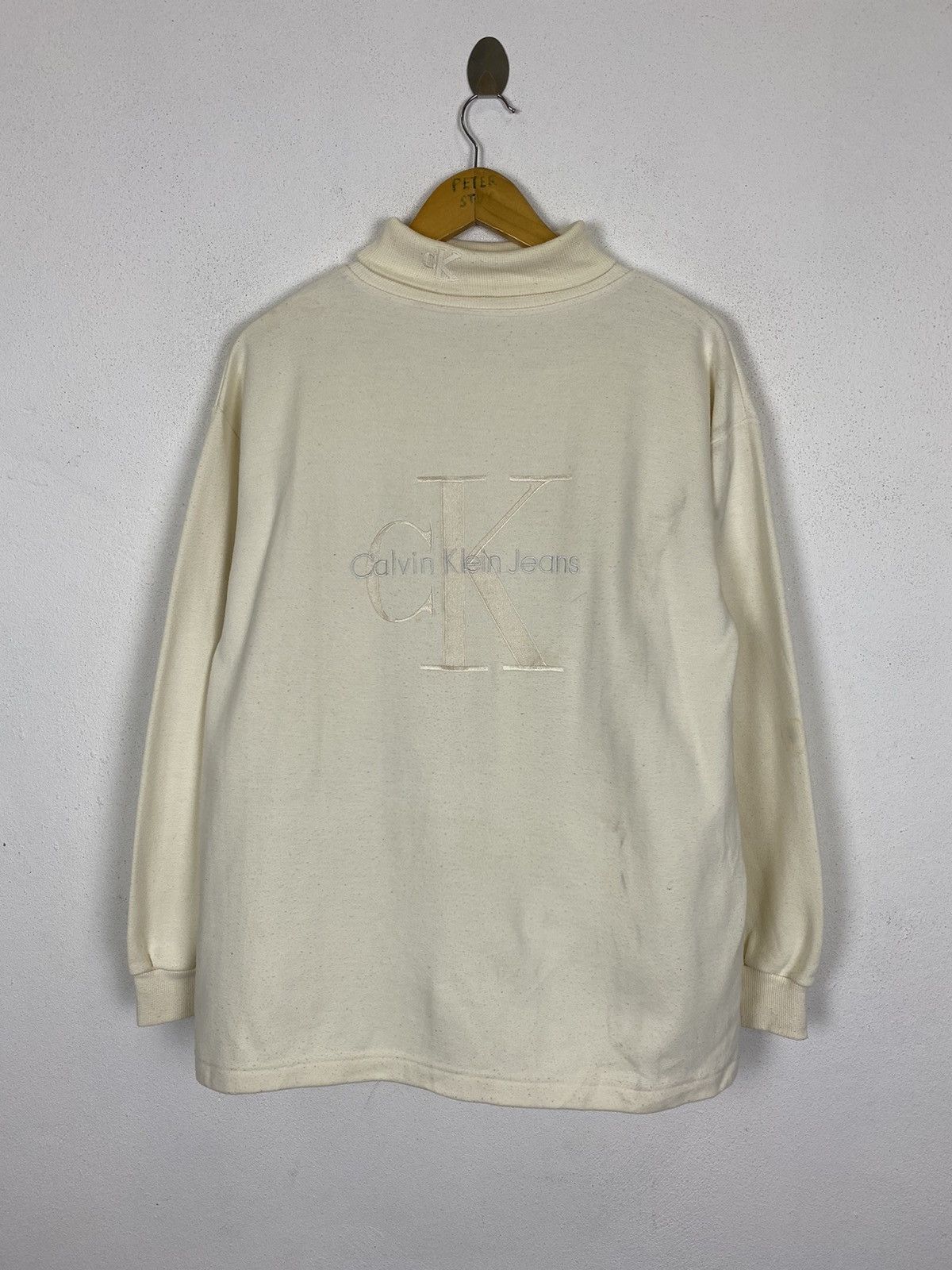 Calvin Klein × Vintage GK152 Vintage CK Jeans Embroidey Logo Highneck Sweater Size US M / EU 48-50 / 2 - 2 Thumbnail