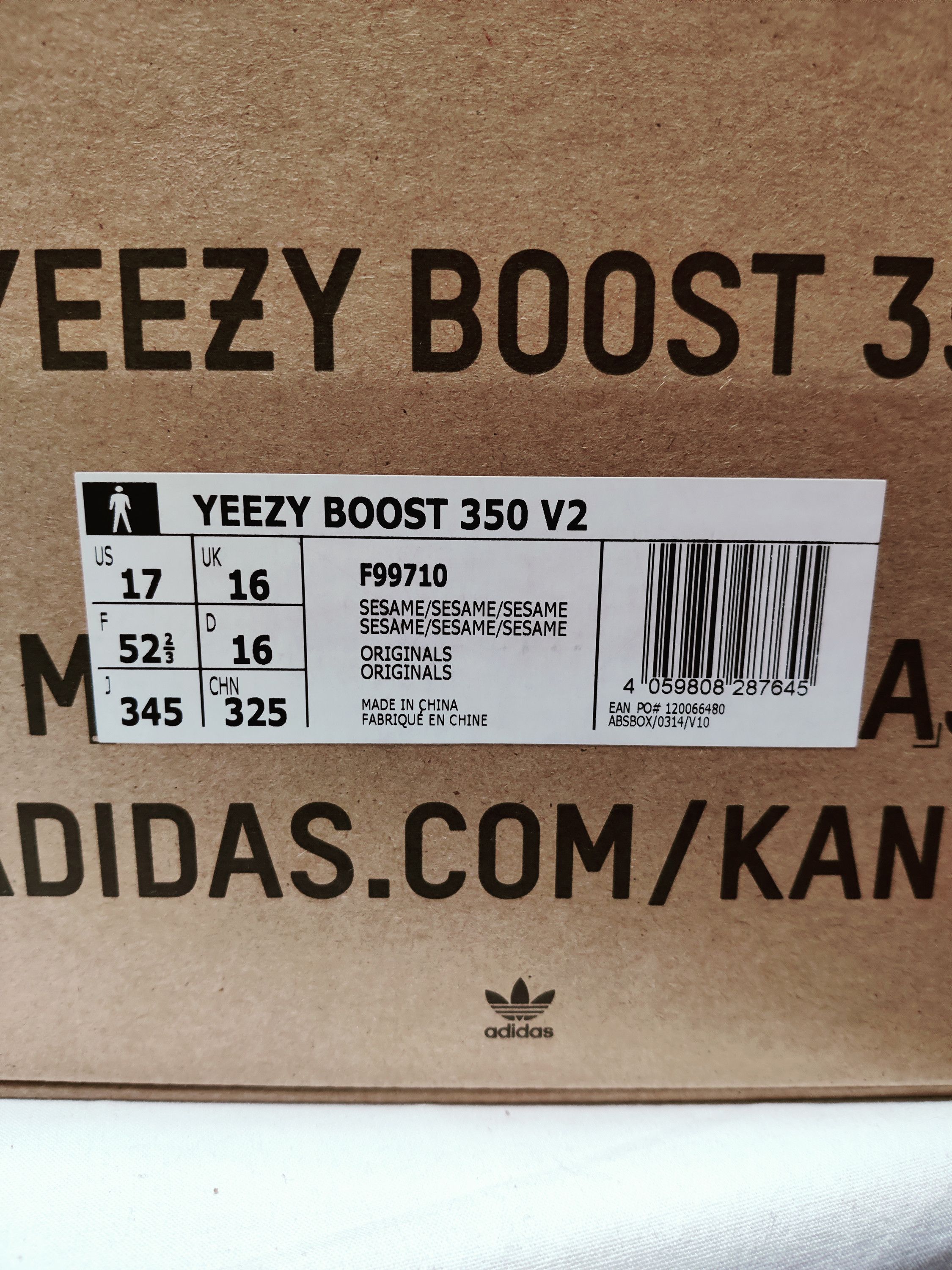 Adidas × Kanye West Size US17 / EU 52,5 Adidas Yeezy Boost 350 V2 sesame Size US 15 / EU 48 - 7 Thumbnail