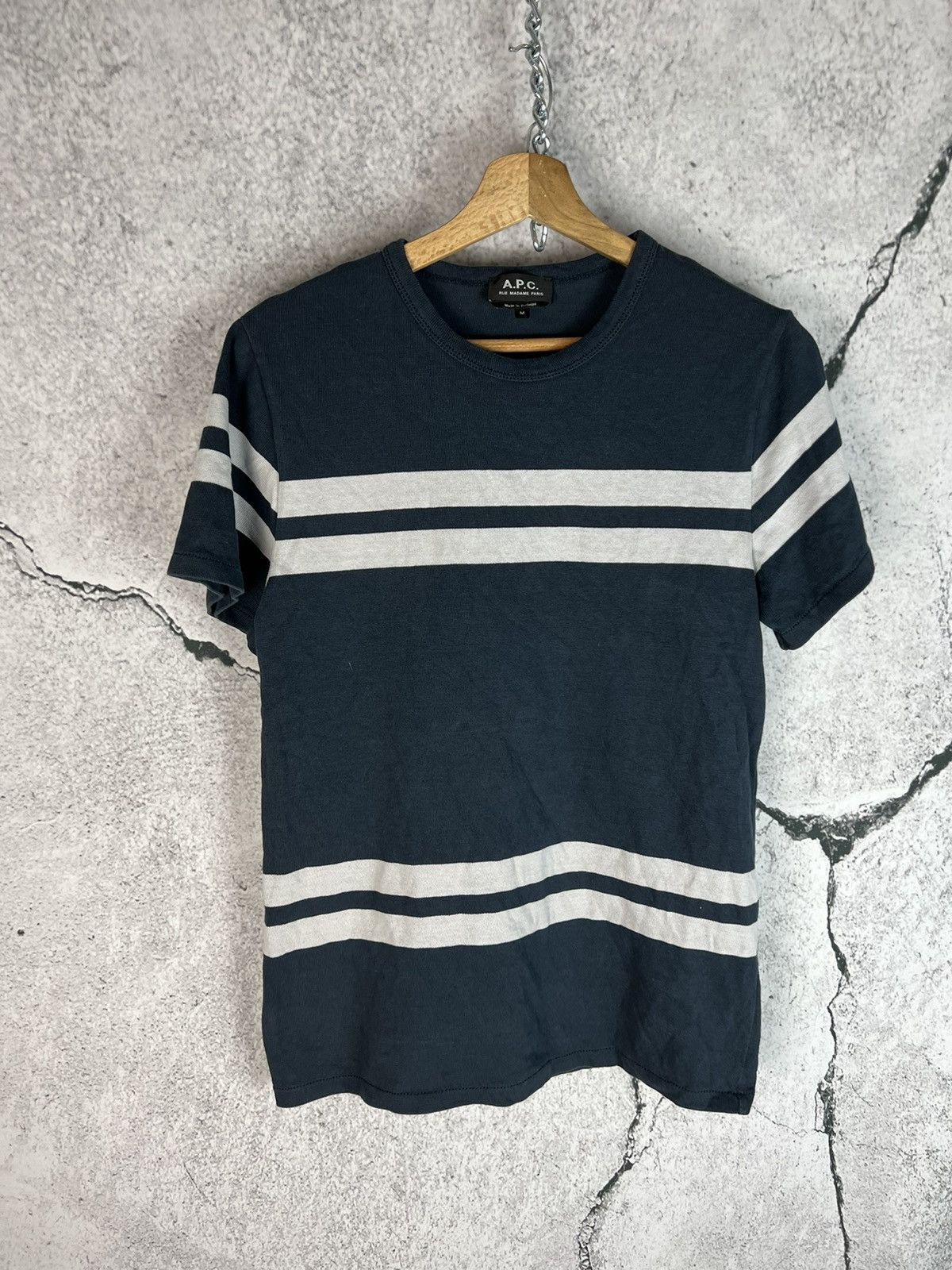 A.P.C. A.P.C Stripes T Shirt Rue De Fleures Paris Size US M / EU 48-50 / 2 - 1 Thumbnail