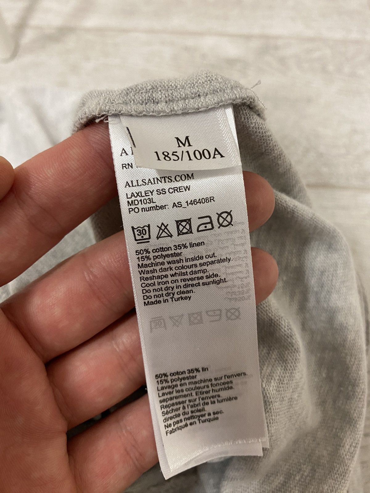 Allsaints All Saints Laxley Grey Short Sleeve Crew Neck T-shirt Size US M / EU 48-50 / 2 - 8 Thumbnail