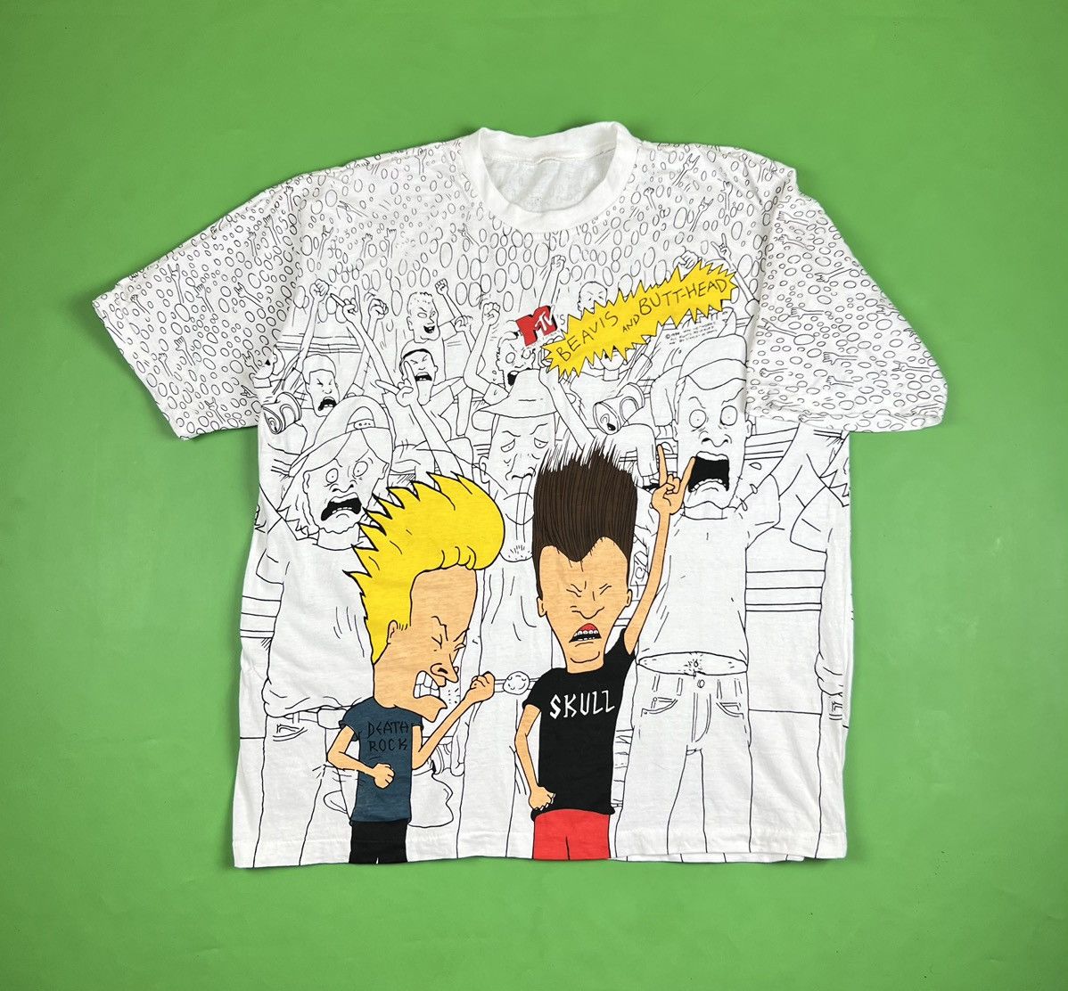 Image of 1994 Beavis And Butthead / Mtv Vintage Full Print T-Shirt, Men's (Size XL)