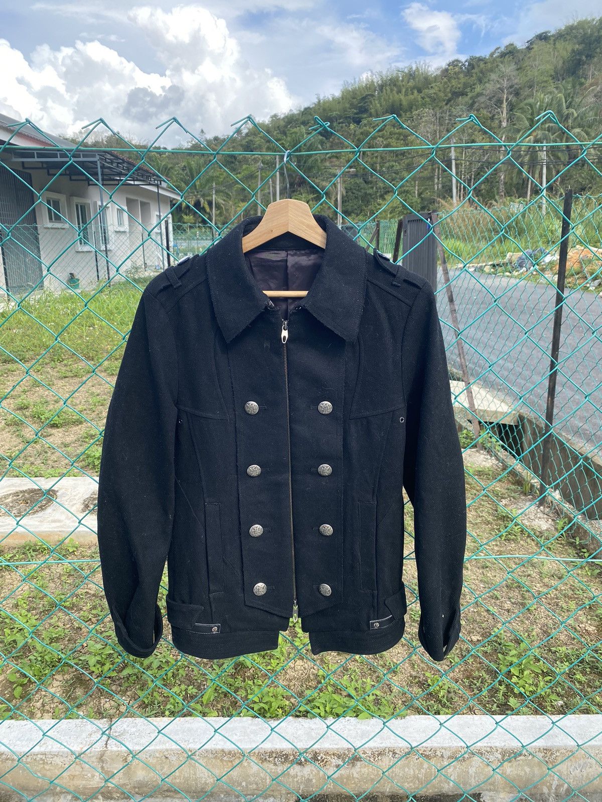 image of Cashmere Wool x Military Steals Ppfm Military Wool Coat Jacket in Black, Women's (Size Small)
