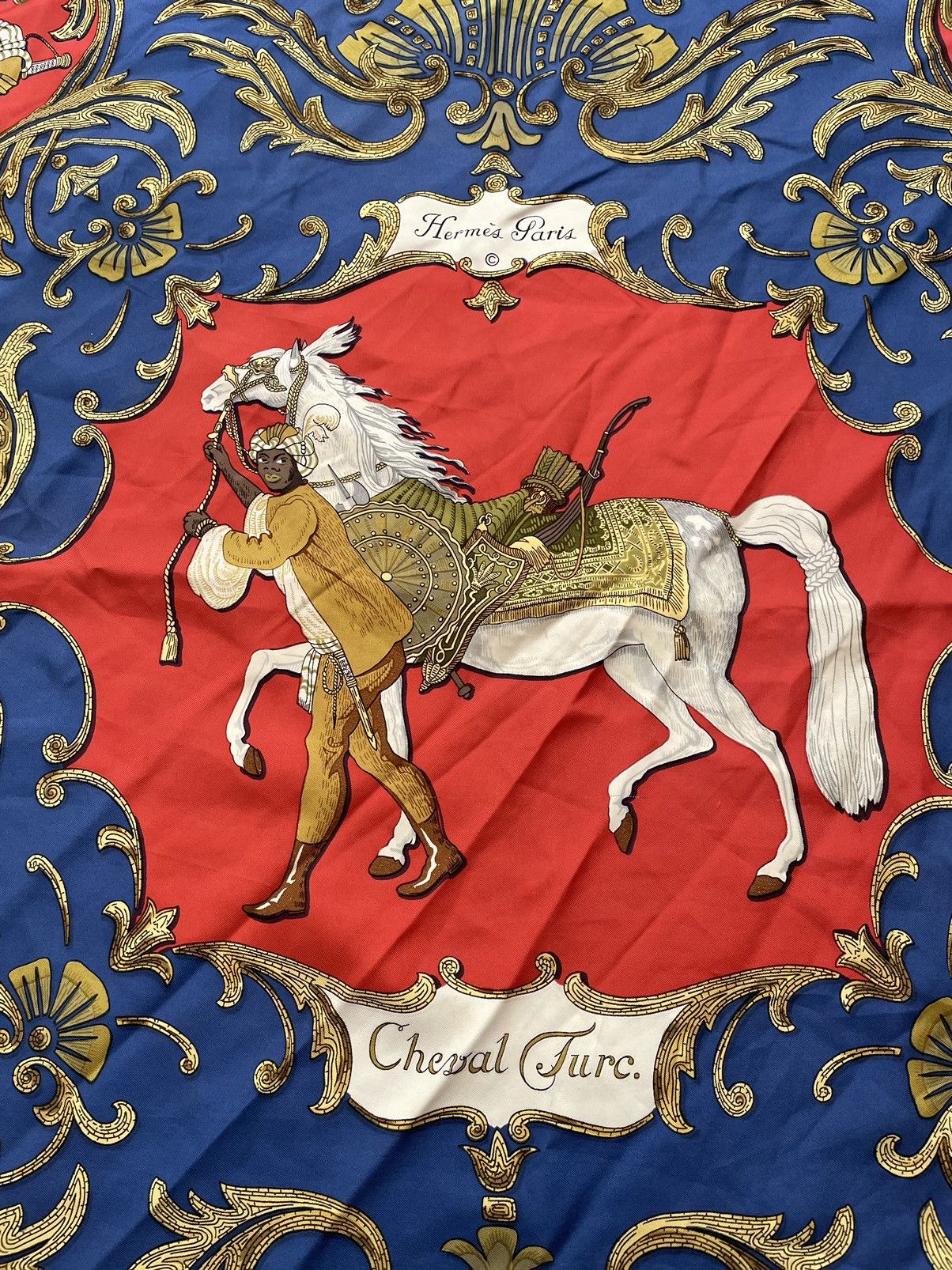 Hermes Scarf «Cheval Turc» by Christiane Vauzelles Silk