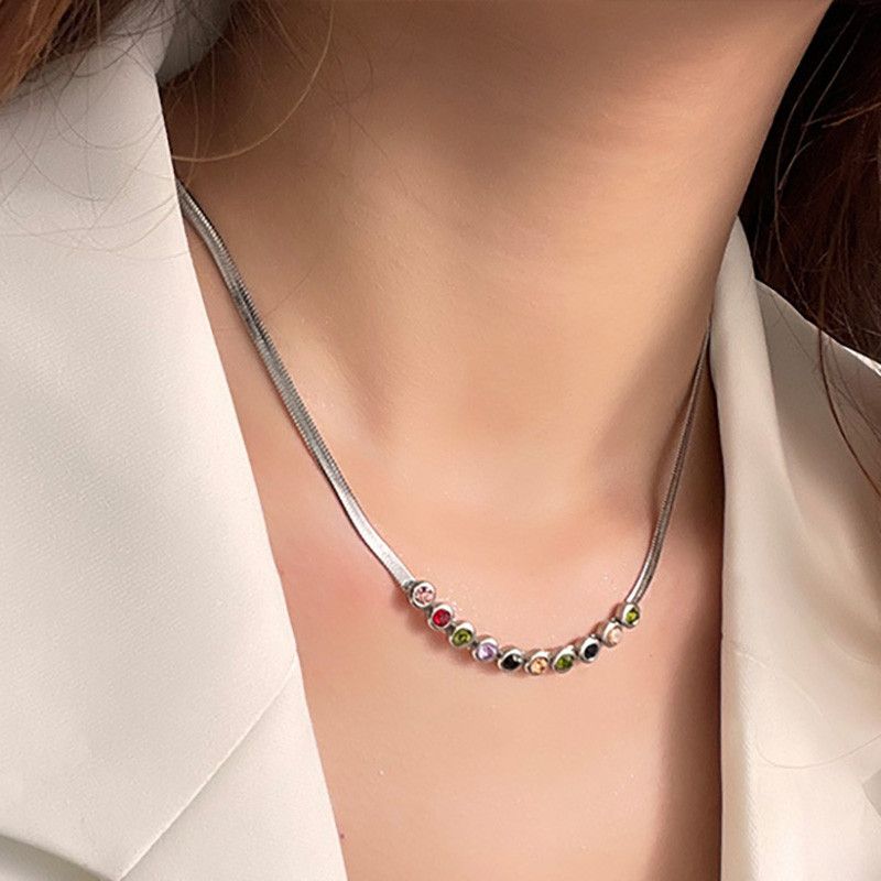 Jewelry Multicolor Zircons Clavicle Chain Necklace Size ONE SIZE - 3 Thumbnail