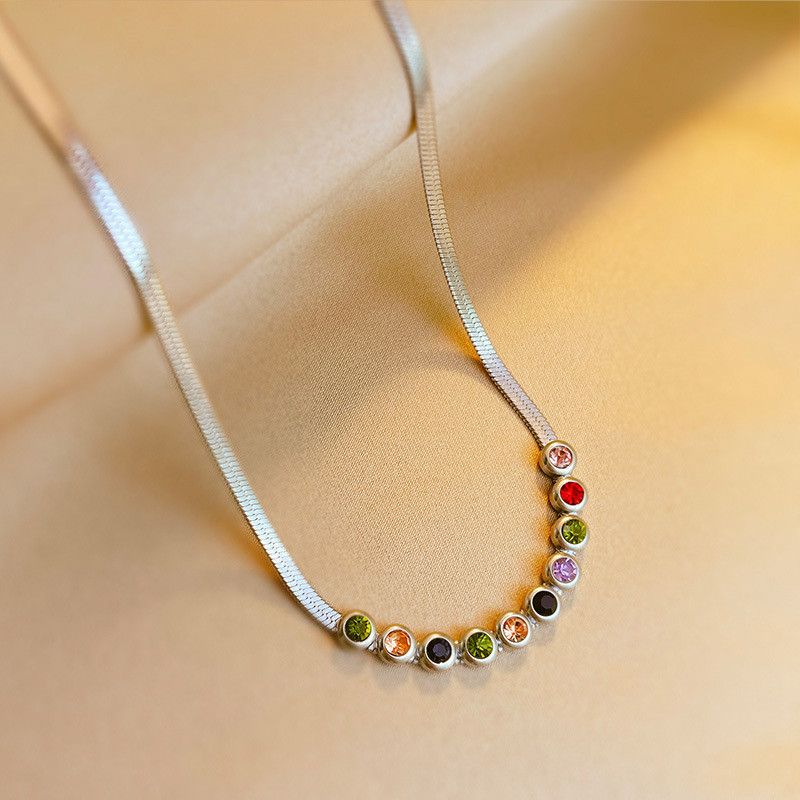 Jewelry Multicolor Zircons Clavicle Chain Necklace Size ONE SIZE - 2 Thumbnail