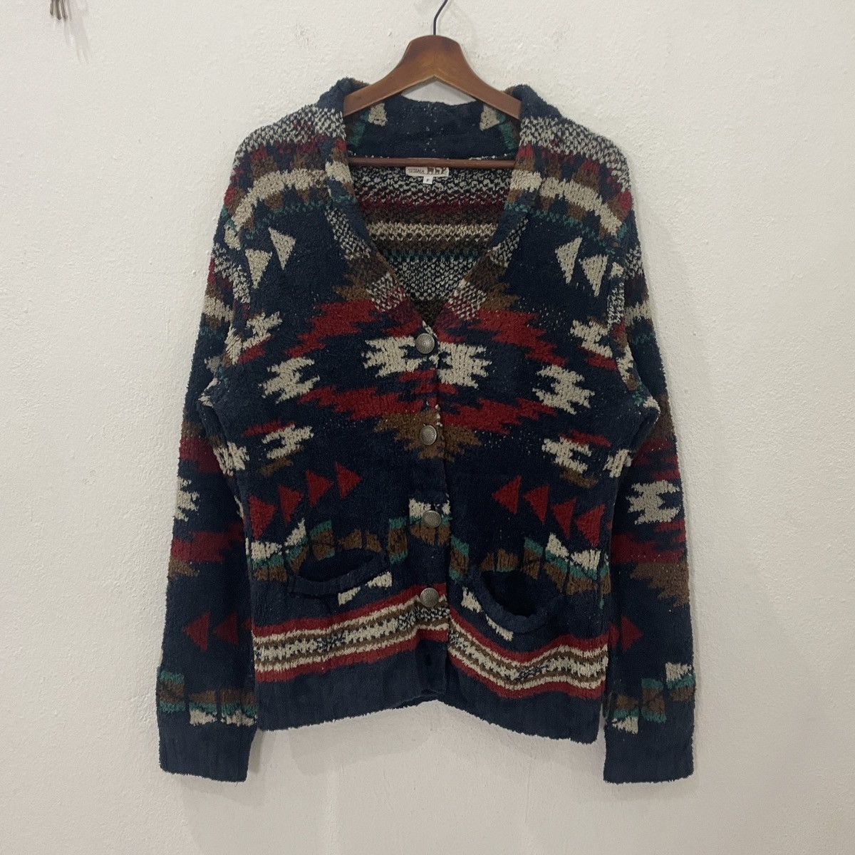 Chicos Vintage Titicaca Aztex Navajo Sherpa Fleece Jacket Size L / US 10 / IT 46 - 1 Thumbnail