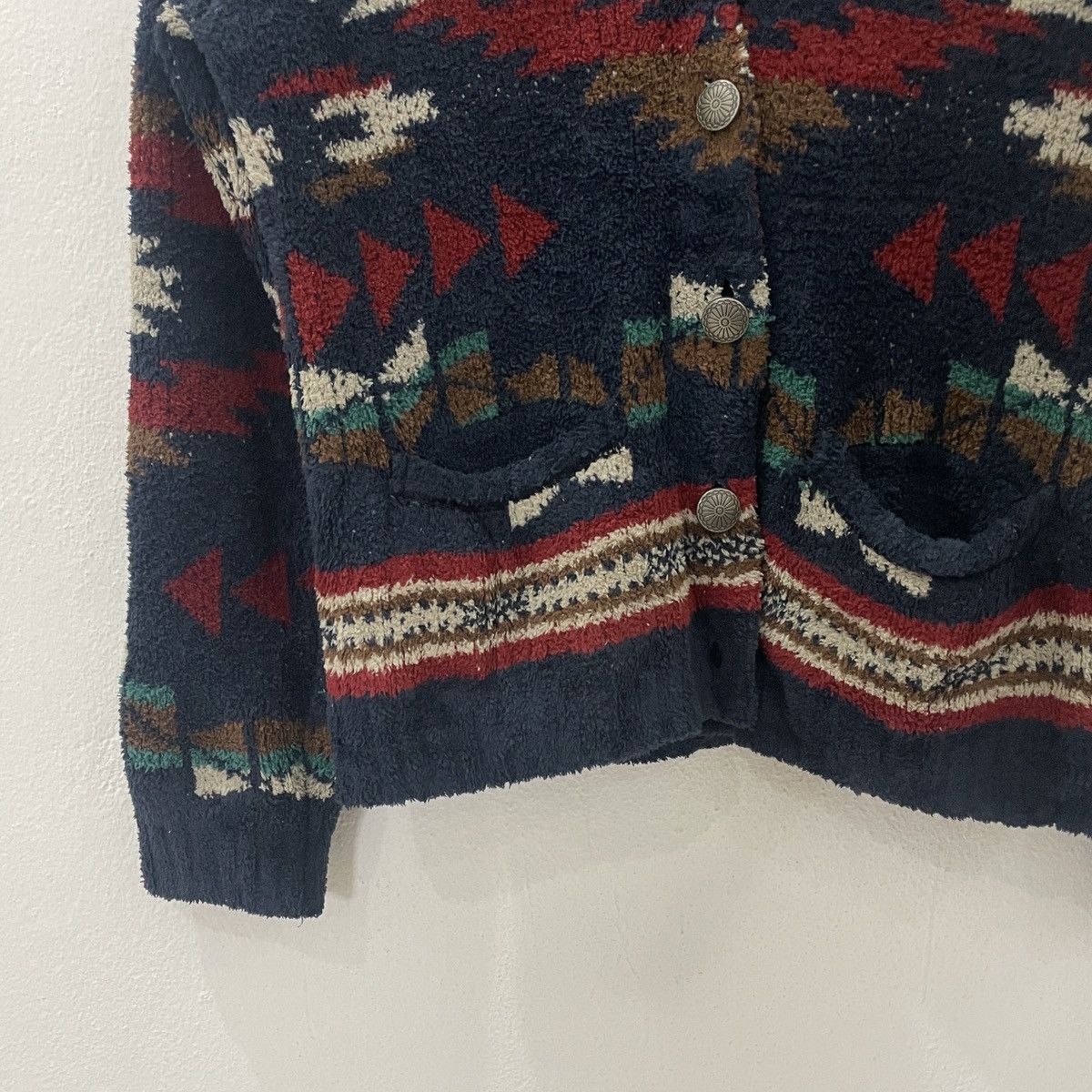 Chicos Vintage Titicaca Aztex Navajo Sherpa Fleece Jacket Size L / US 10 / IT 46 - 3 Thumbnail