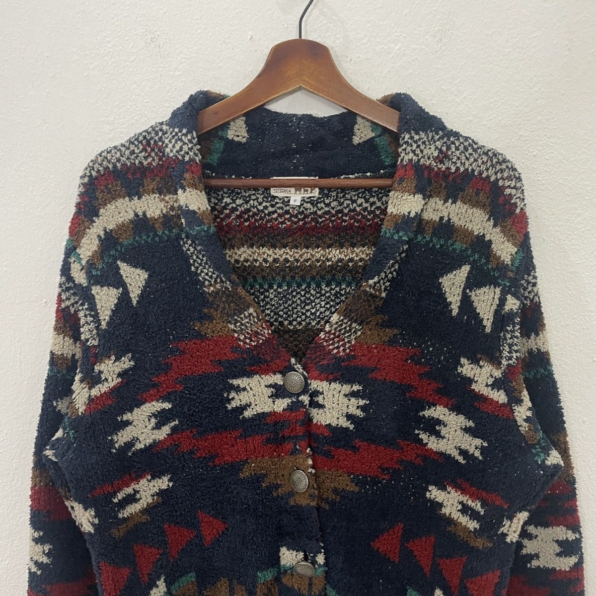 Chicos Vintage Titicaca Aztex Navajo Sherpa Fleece Jacket Size L / US 10 / IT 46 - 4 Thumbnail