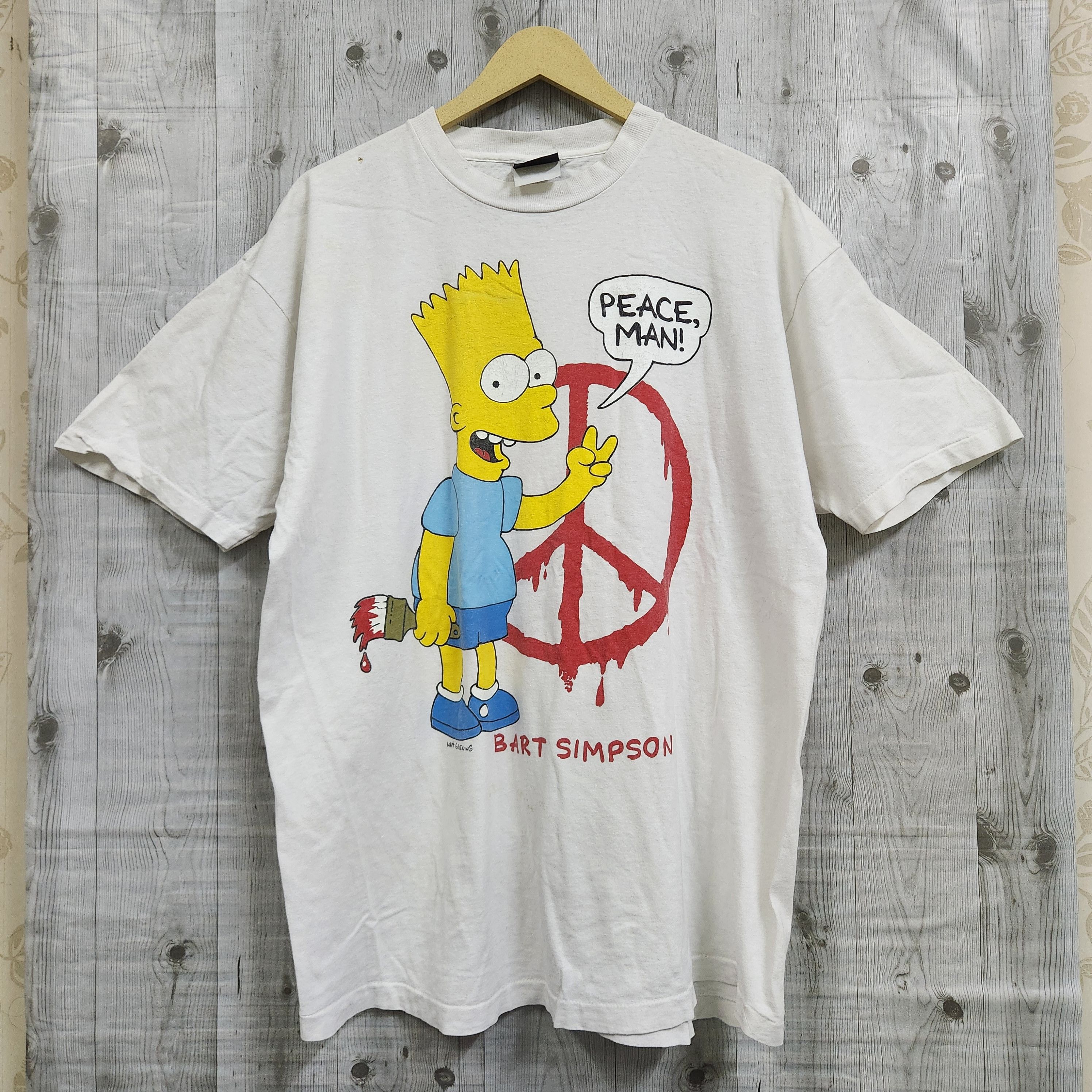 image of Signal Sport x The Simpsons Vintage Bart Simpson Matt Groening Tshirt Single Stitches in White (Siz