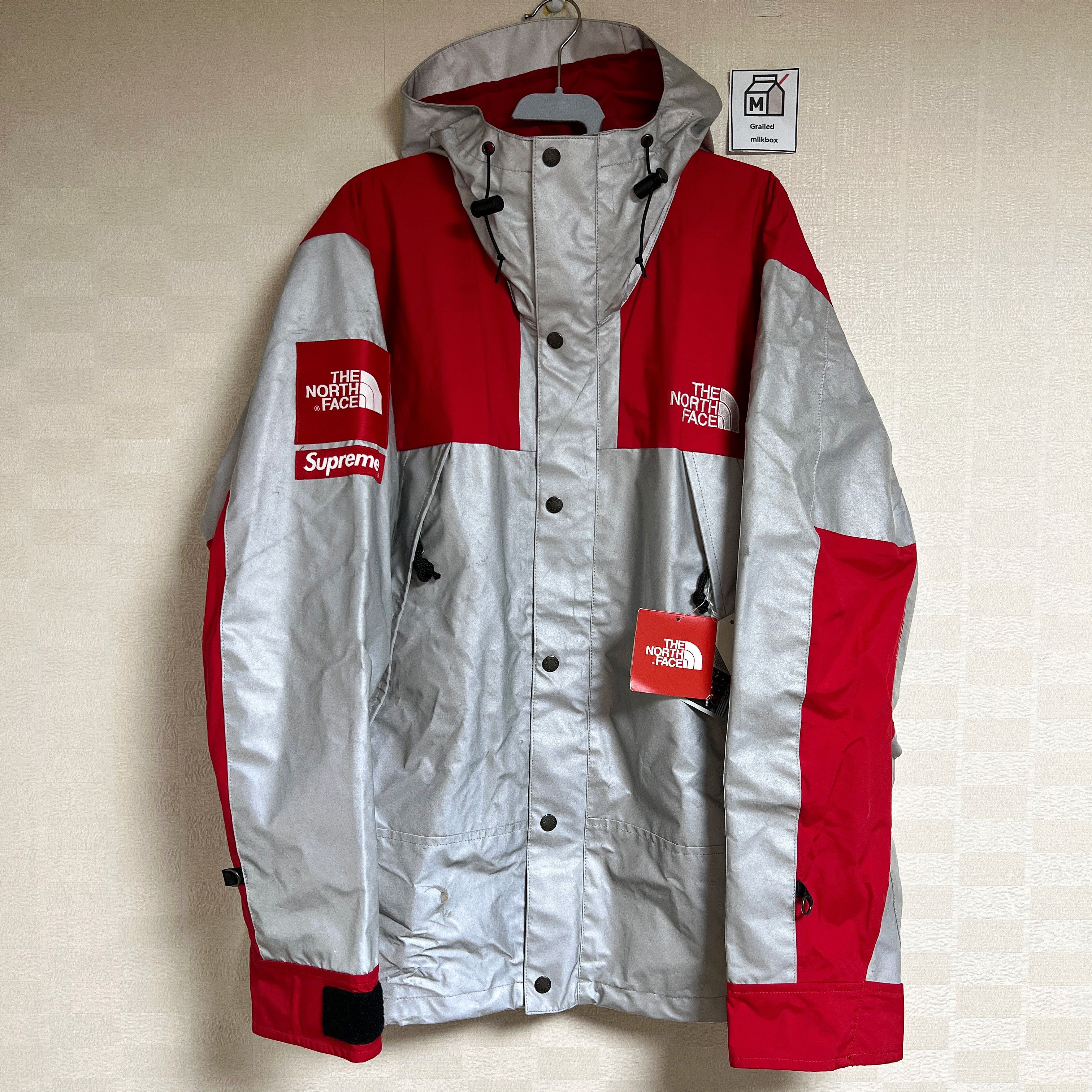 image of Supreme x The North Face 3M Reflective Jacket Red Ss13 in Red Silver, Men's (Size XL)