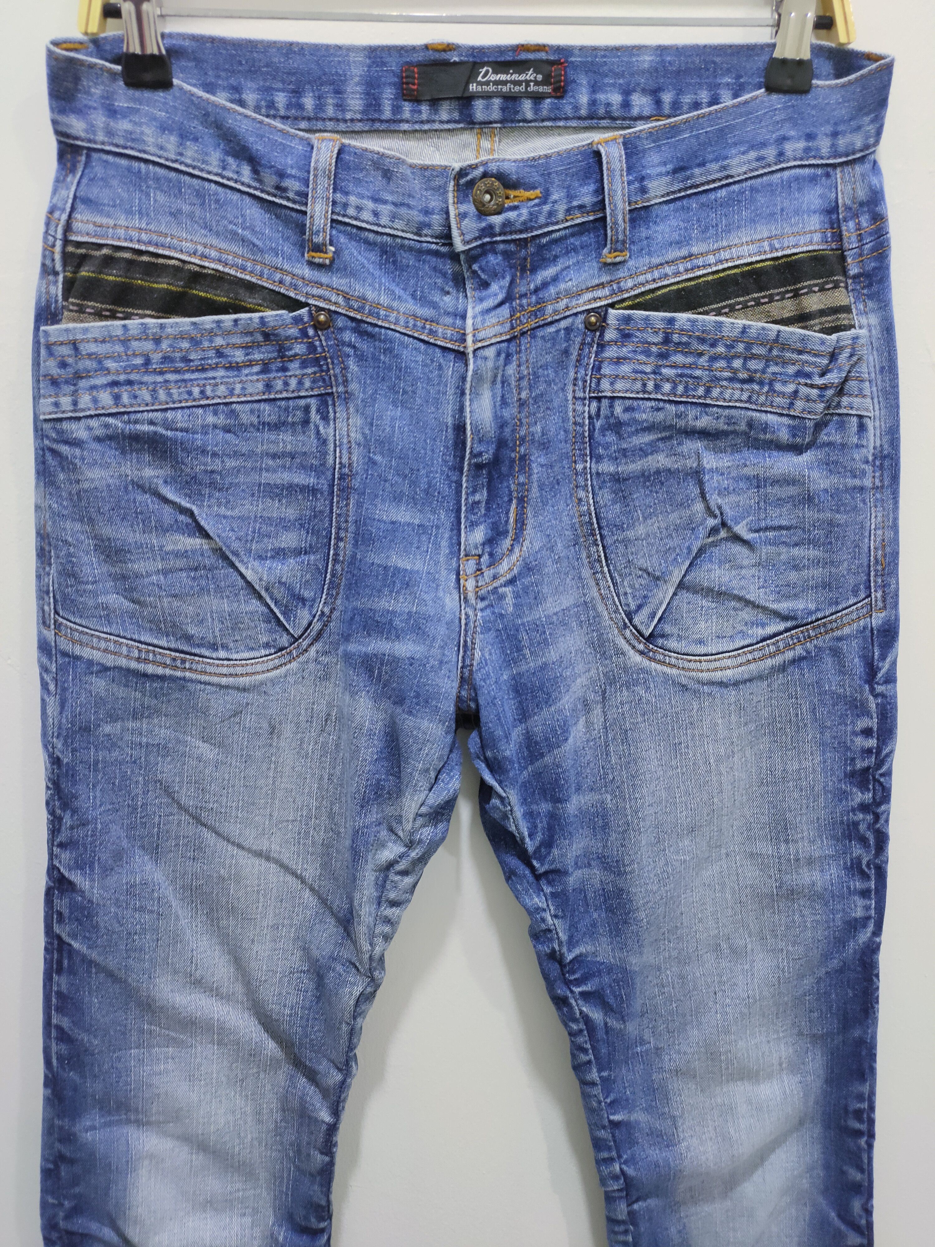 Seditionaries DOMINATE Handcraft Spring Leg Wrinkle Baggy Patchwork Jeans Size US 32 / EU 48 - 4 Thumbnail