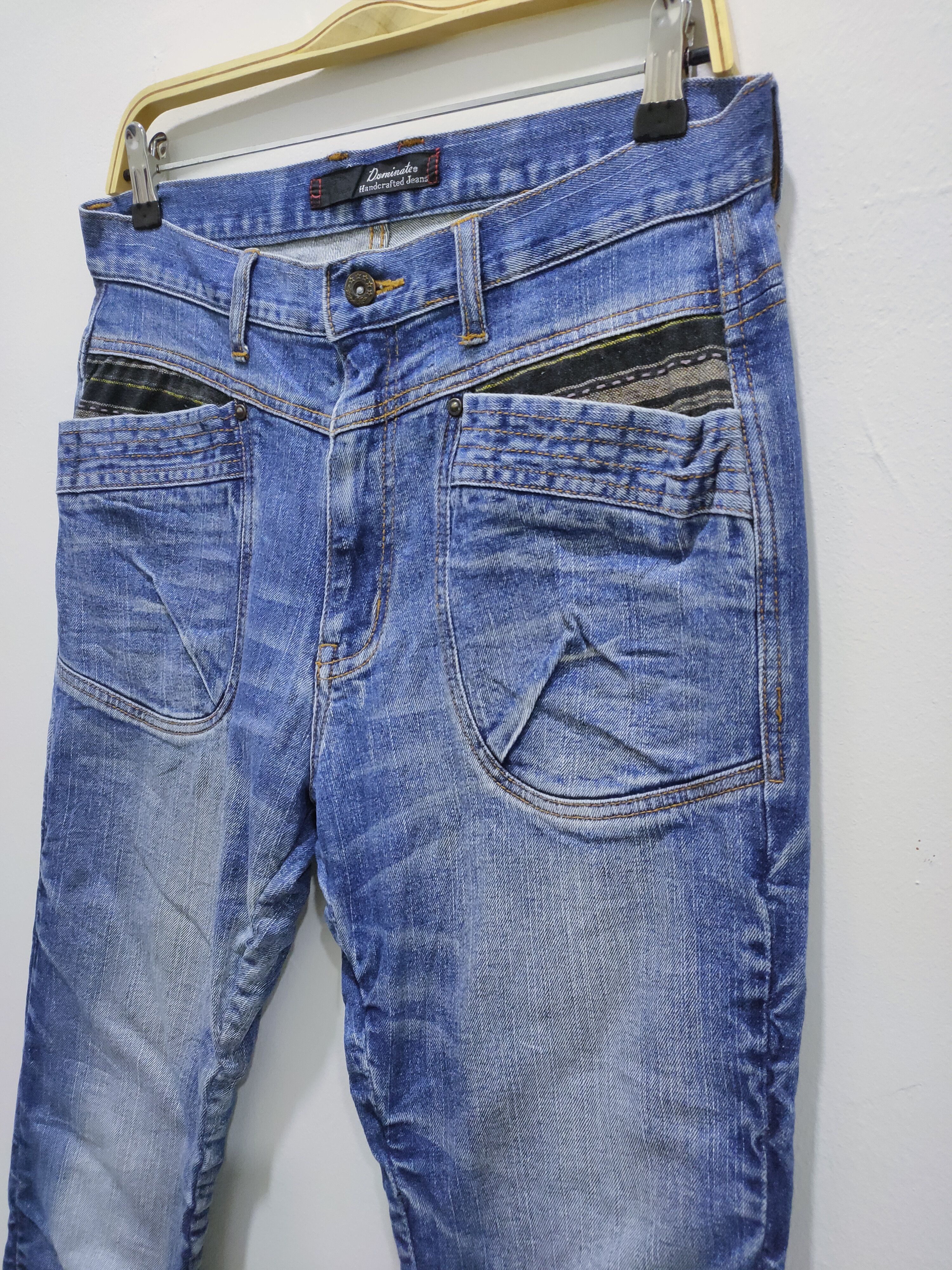 Seditionaries DOMINATE Handcraft Spring Leg Wrinkle Baggy Patchwork Jeans Size US 32 / EU 48 - 10 Thumbnail