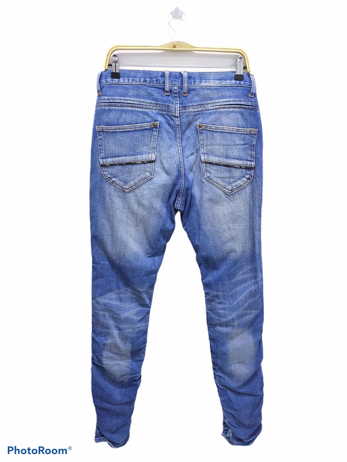 Seditionaries DOMINATE Handcraft Spring Leg Wrinkle Baggy Patchwork Jeans Size US 32 / EU 48 - 2 Thumbnail