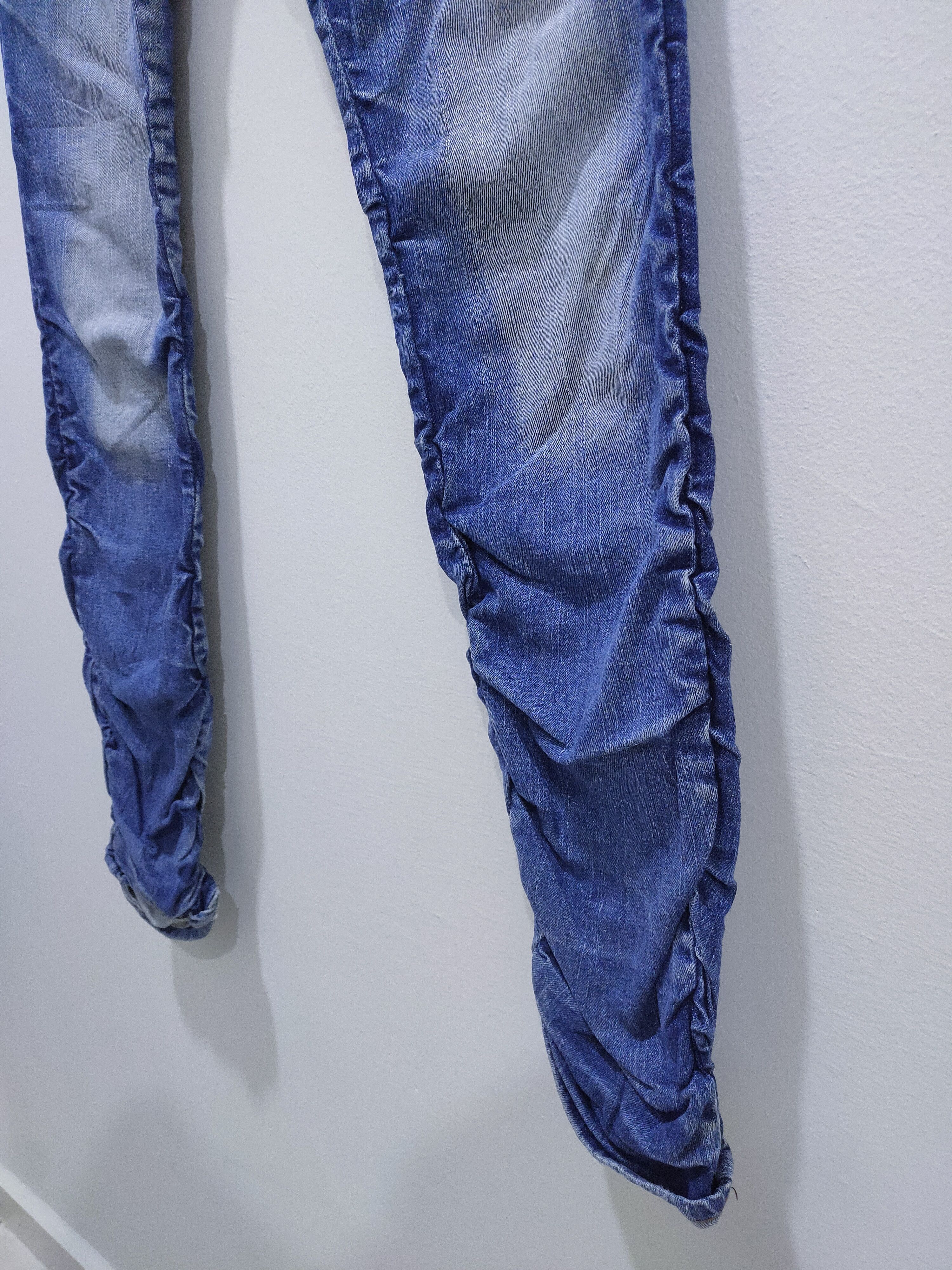 Seditionaries DOMINATE Handcraft Spring Leg Wrinkle Baggy Patchwork Jeans Size US 32 / EU 48 - 12 Thumbnail
