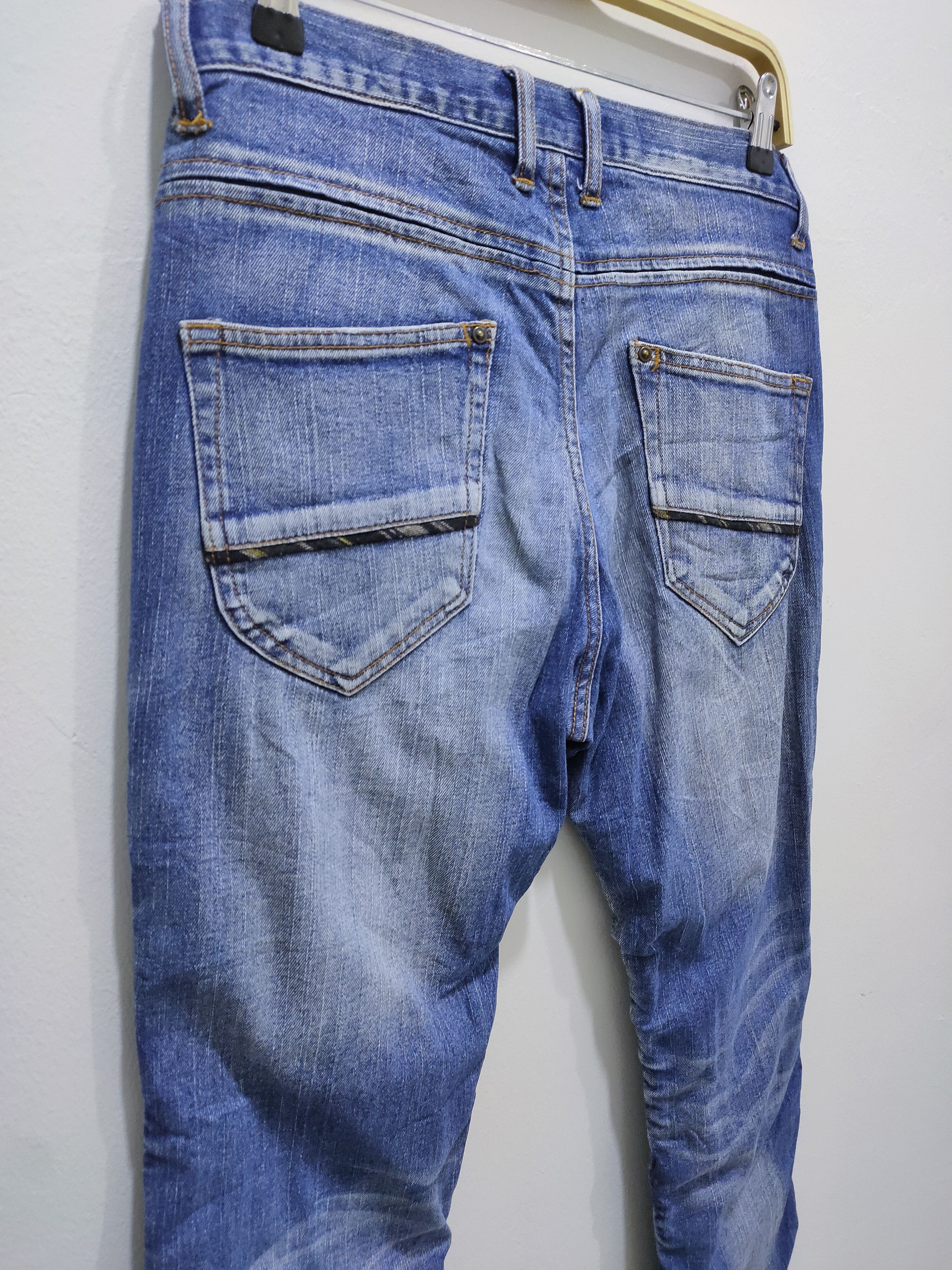 Seditionaries DOMINATE Handcraft Spring Leg Wrinkle Baggy Patchwork Jeans Size US 32 / EU 48 - 16 Thumbnail