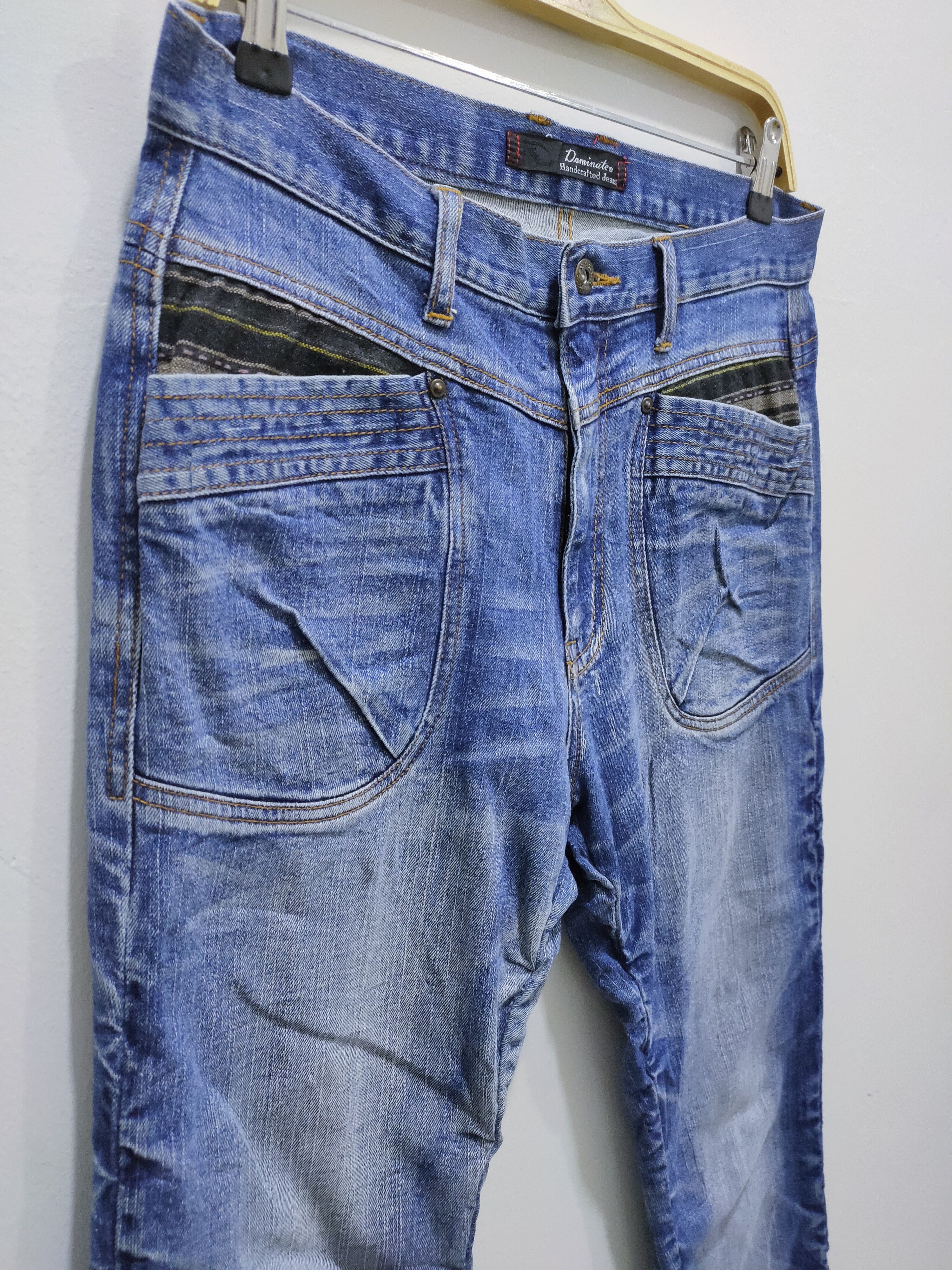 Seditionaries DOMINATE Handcraft Spring Leg Wrinkle Baggy Patchwork Jeans Size US 32 / EU 48 - 6 Thumbnail