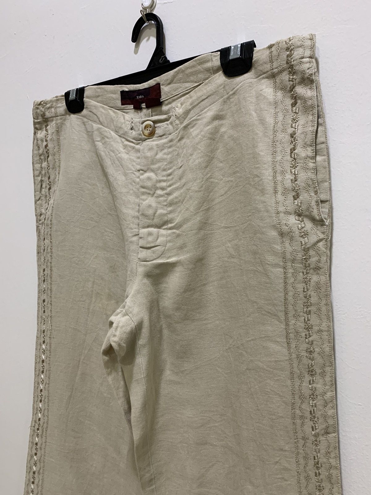 Japanese Brand × Zara ZARA Linen Side Embroidery Handcraft Flared Sleepwear Pant Size 34" / US 12 / IT 48 - 7 Thumbnail