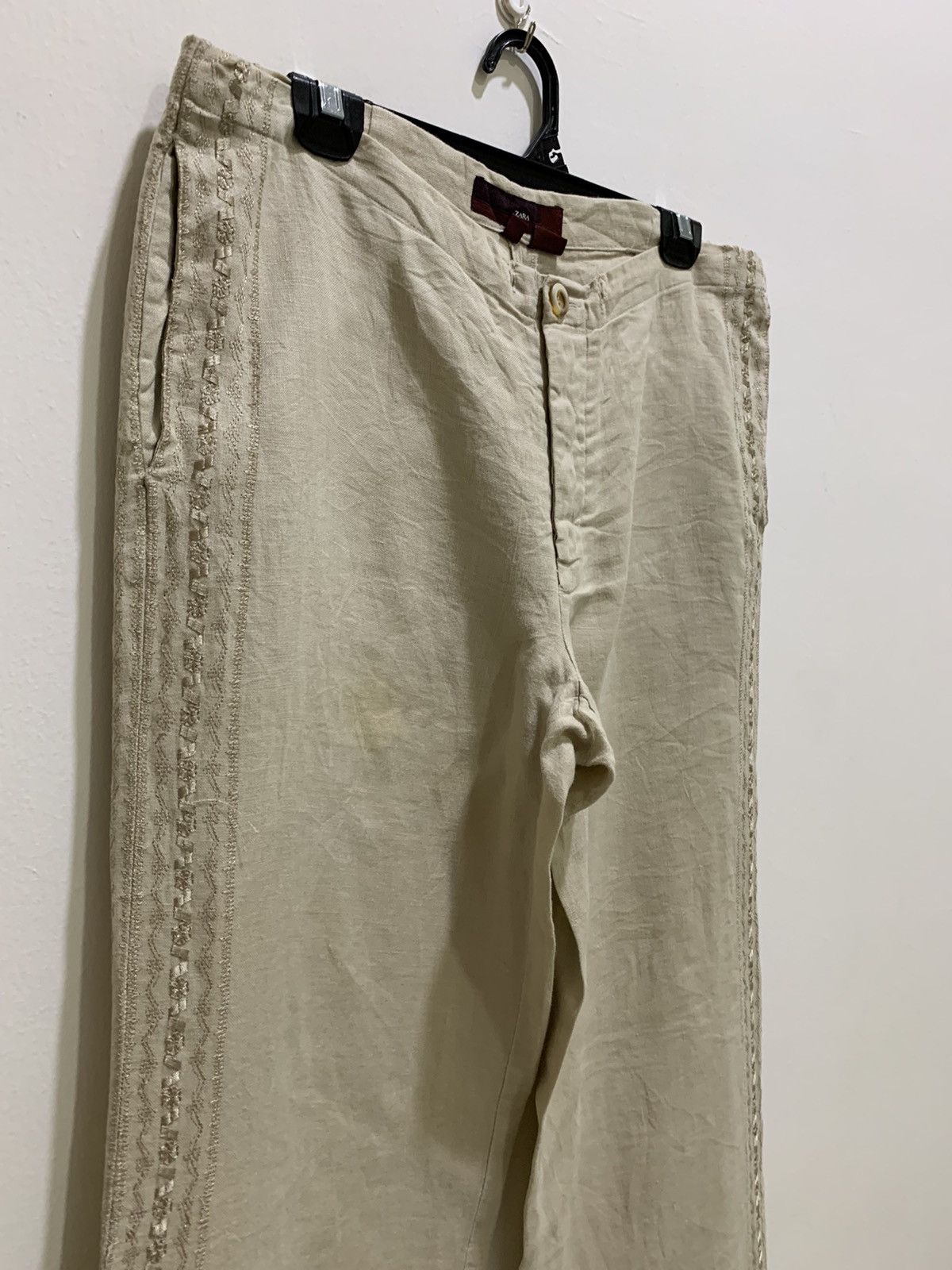 Japanese Brand × Zara ZARA Linen Side Embroidery Handcraft Flared Sleepwear Pant Size 34" / US 12 / IT 48 - 6 Thumbnail