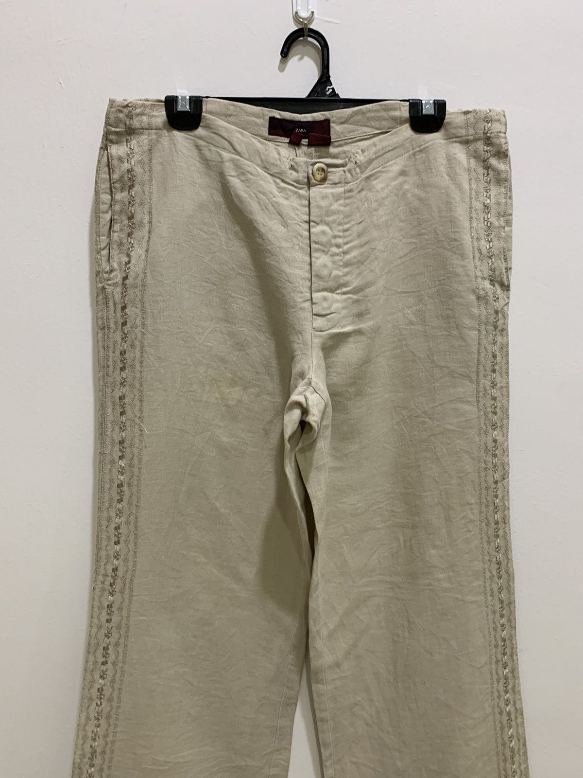 Japanese Brand × Zara ZARA Linen Side Embroidery Handcraft Flared Sleepwear Pant Size 34" / US 12 / IT 48 - 4 Thumbnail