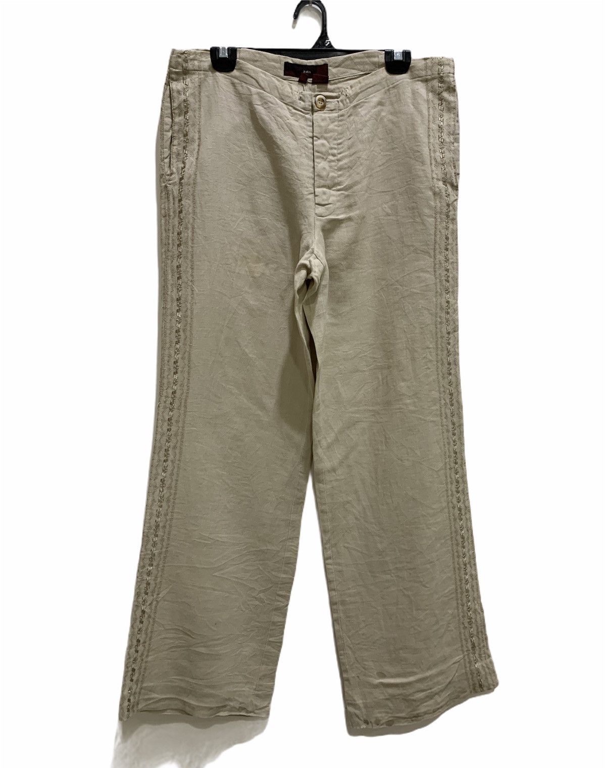 Japanese Brand × Zara ZARA Linen Side Embroidery Handcraft Flared Sleepwear Pant Size 34" / US 12 / IT 48 - 1 Thumbnail