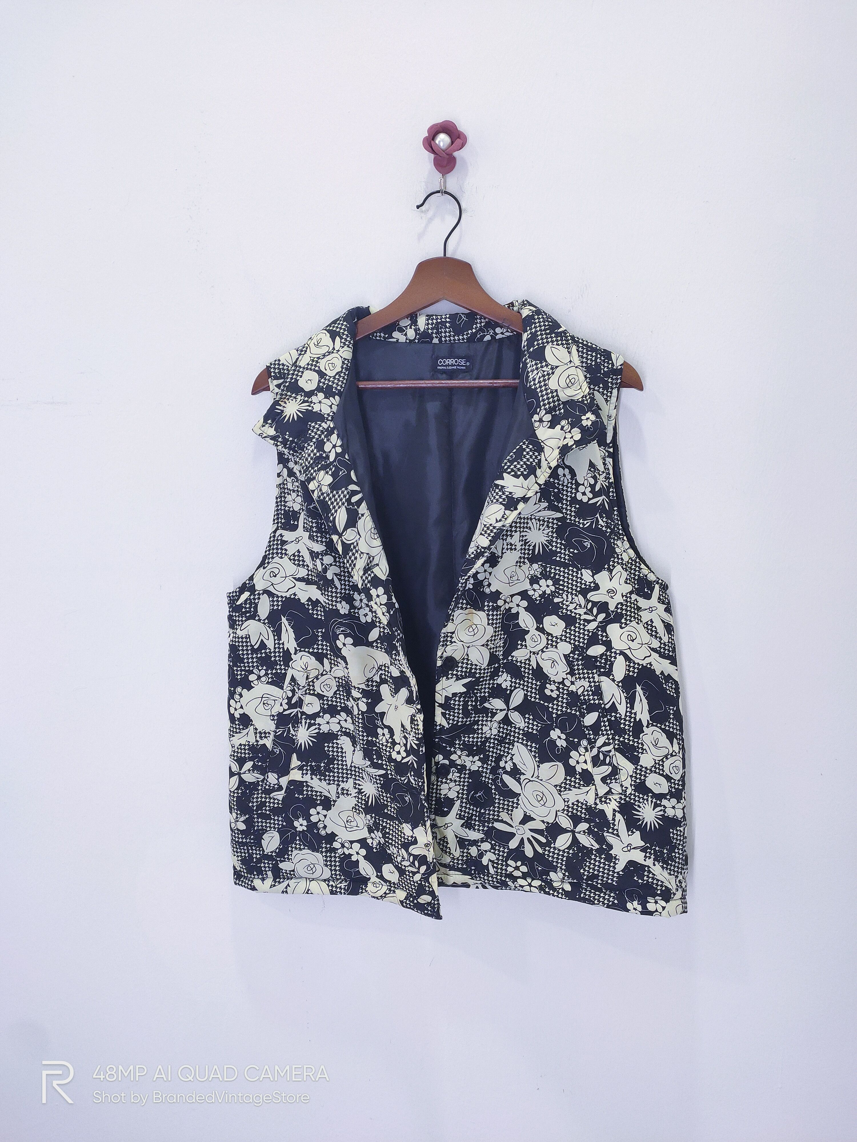 Other CORROSE Fullprint Floral Rose Art Pocket Bomber Jacket Vest Size M / US 6-8 / IT 42-44 - 4 Thumbnail