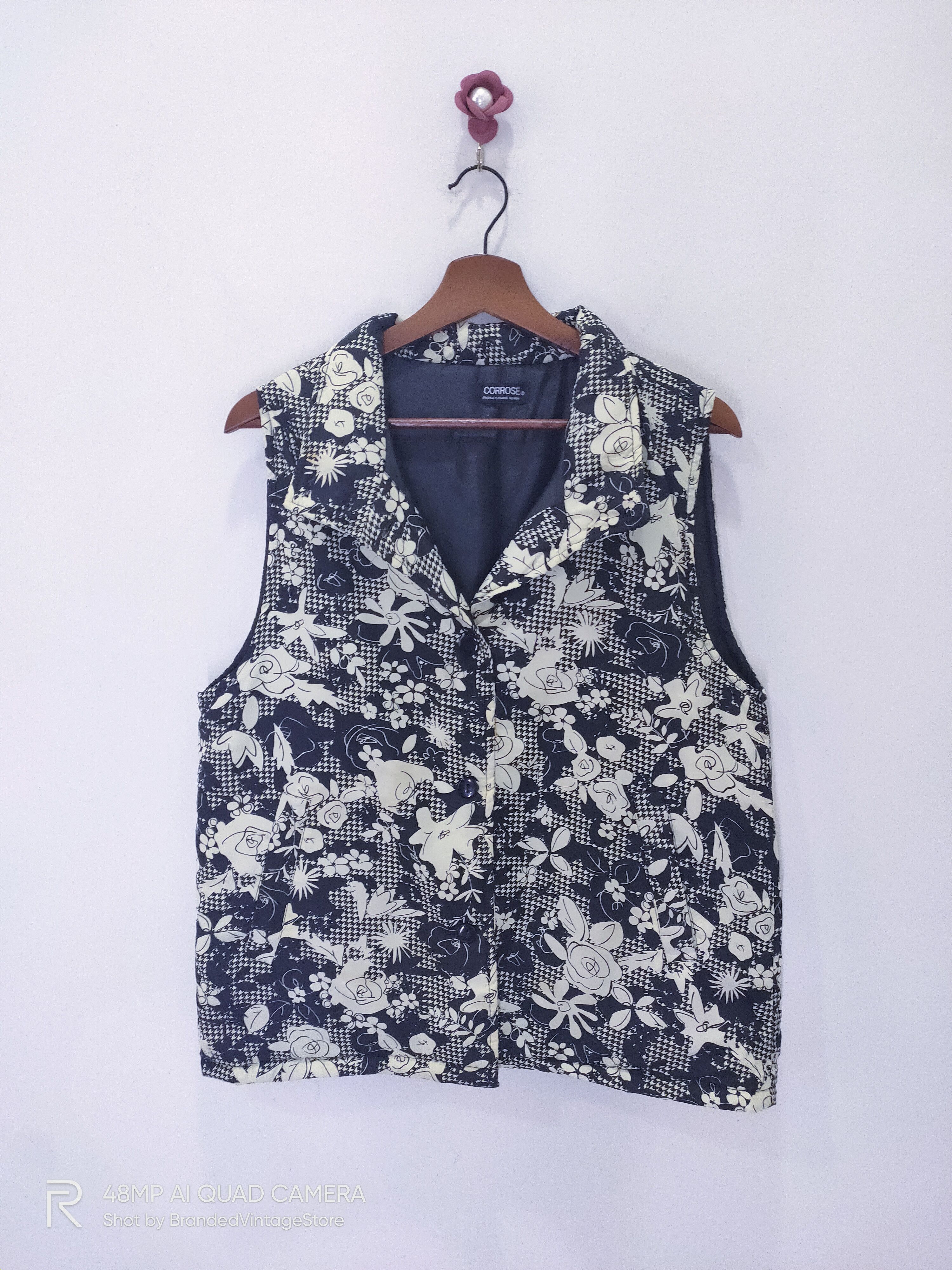 Other CORROSE Fullprint Floral Rose Art Pocket Bomber Jacket Vest Size M / US 6-8 / IT 42-44 - 2 Thumbnail