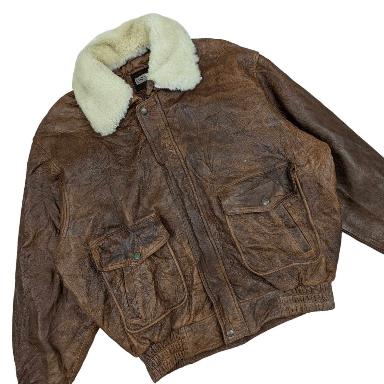 Uniqlo Vintage UNIQLO Sheepskin Sherpa Leather Jacket Size US XL / EU 56 / 4 - 3 Thumbnail