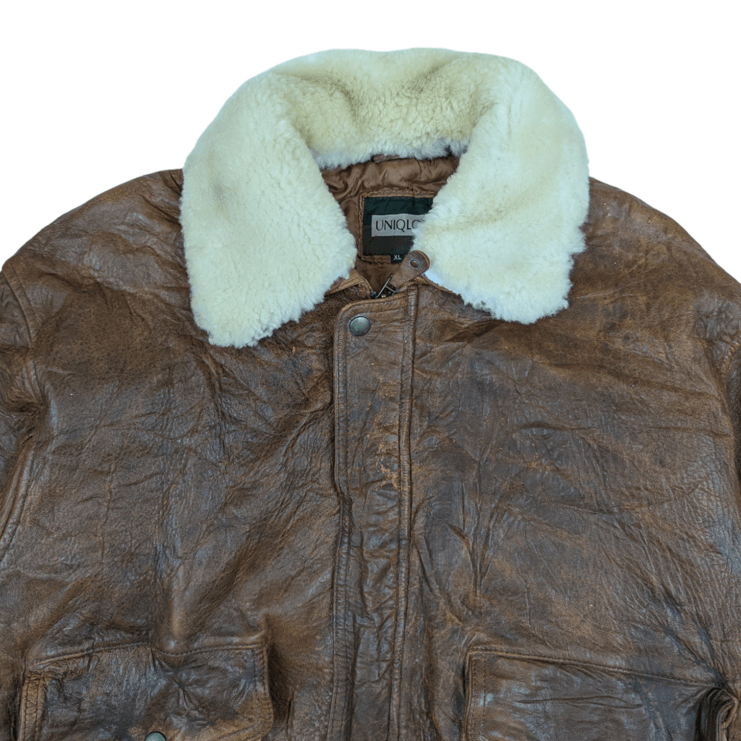 Uniqlo Vintage UNIQLO Sheepskin Sherpa Leather Jacket Size US XL / EU 56 / 4 - 4 Thumbnail